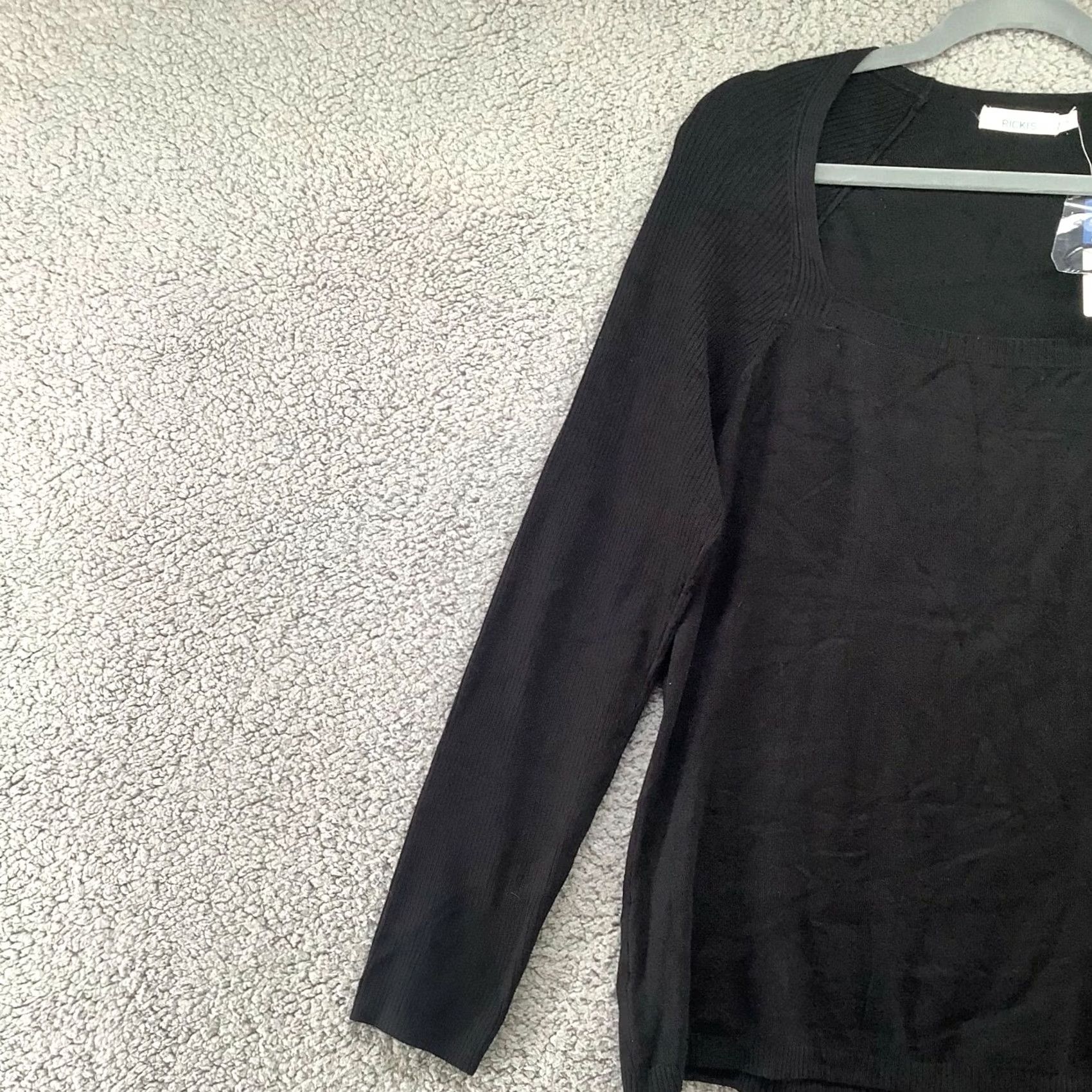 Vintage VINTAGE Ricki's Sweater Womens XL Black Square Neck Ribbed Sleeve Basic Layering Size XL / US 12-14 / IT 48-50 - 6 Thumbnail