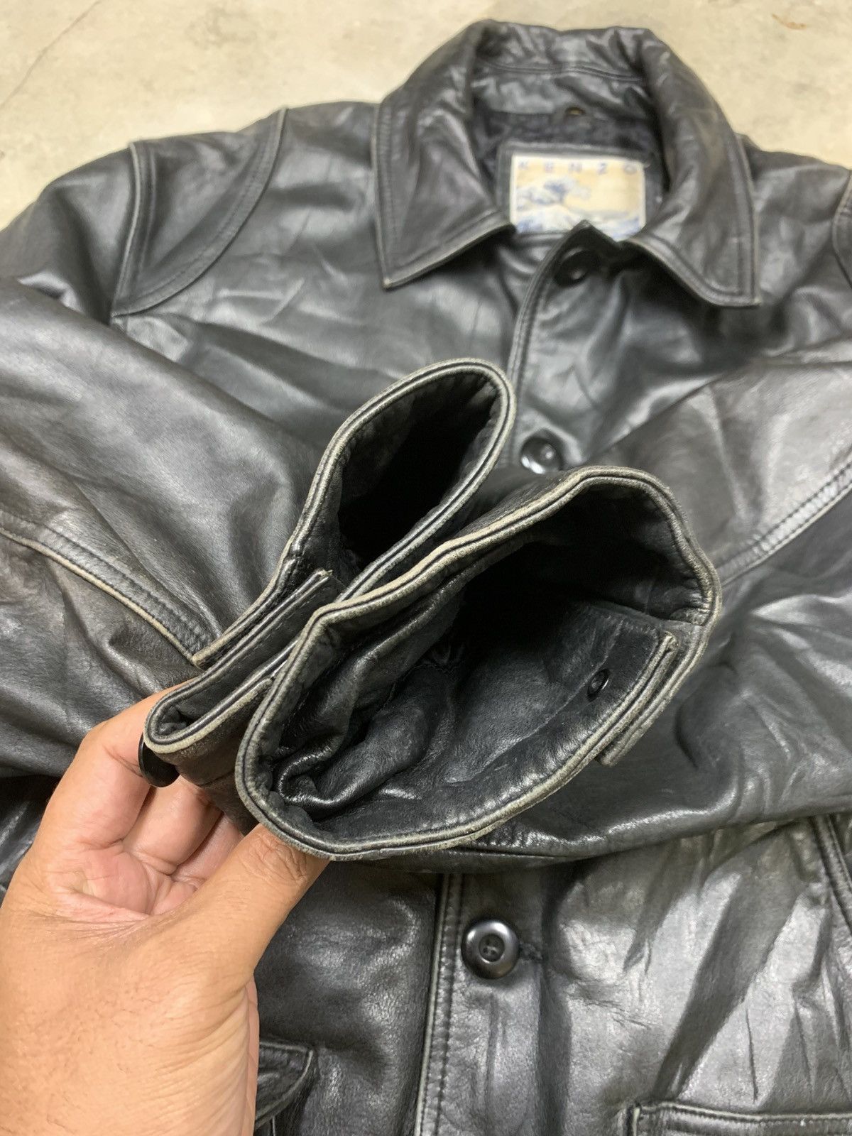 Kenzo Kenzo Jeans Vintage Distressed Leather Jacket Size US XL / EU 56 / 4 - 11 Thumbnail