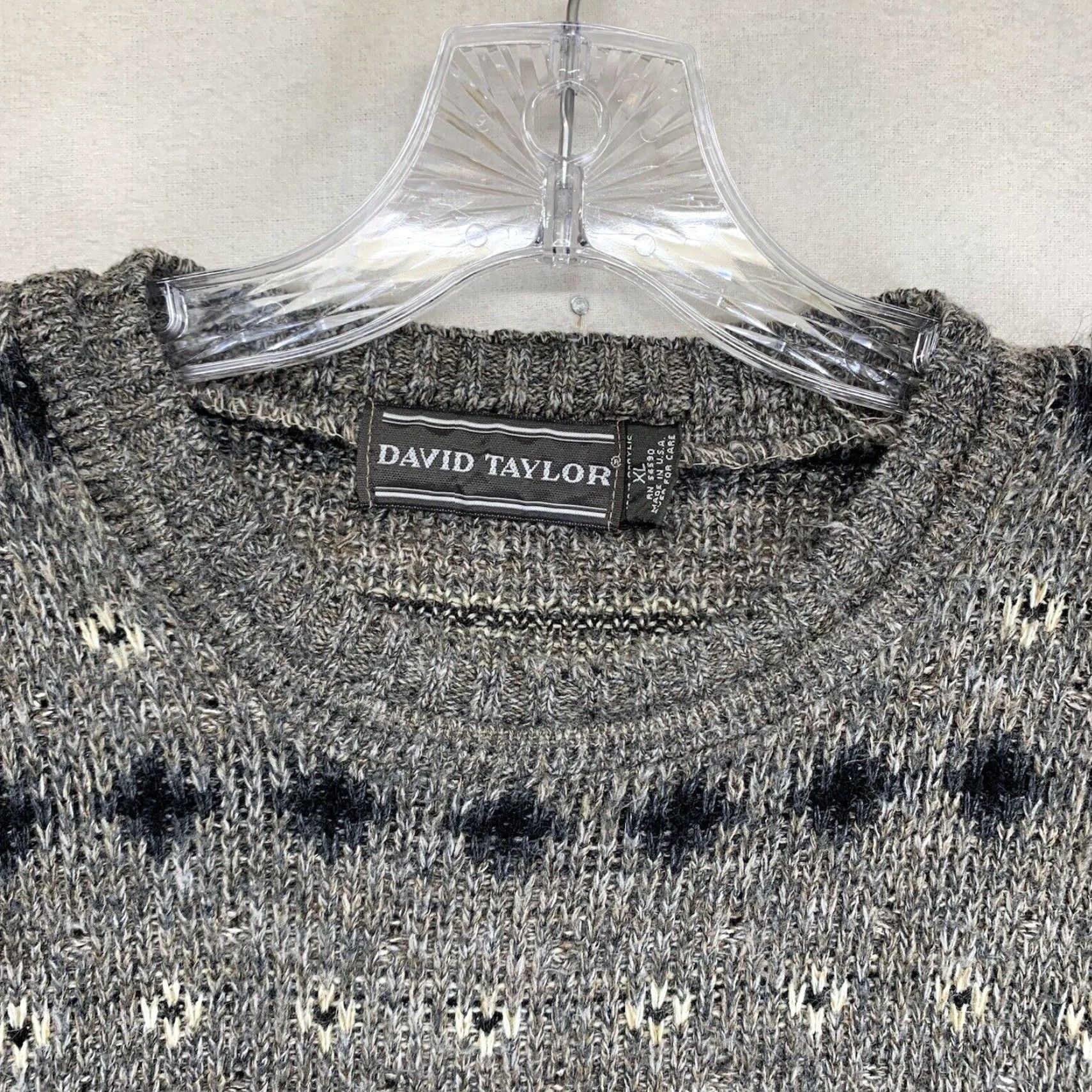Vintage VINTAGE David Taylor Sweater Shirt Mens XL Gray Geometric Knit Crew Neck USA 90s Bohemian Retro Pullover Mens Seasonal Fall Winter Size US XL / EU 56 / 4 - 6 Thumbnail