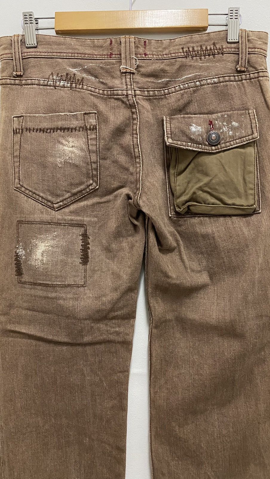 If Six Was Nine × Japanese Brand × Tornado Mart Distressed Denim Patchwork Chocolate Denim Jeans Size US 31 - 15 Thumbnail