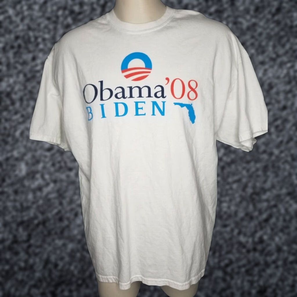 Vintage Vintage Obama Biden 2008 Campaign T-Shirt Men XL White Patriotic Political Florida Size US XL / EU 56 / 4 - 1 Thumbnail
