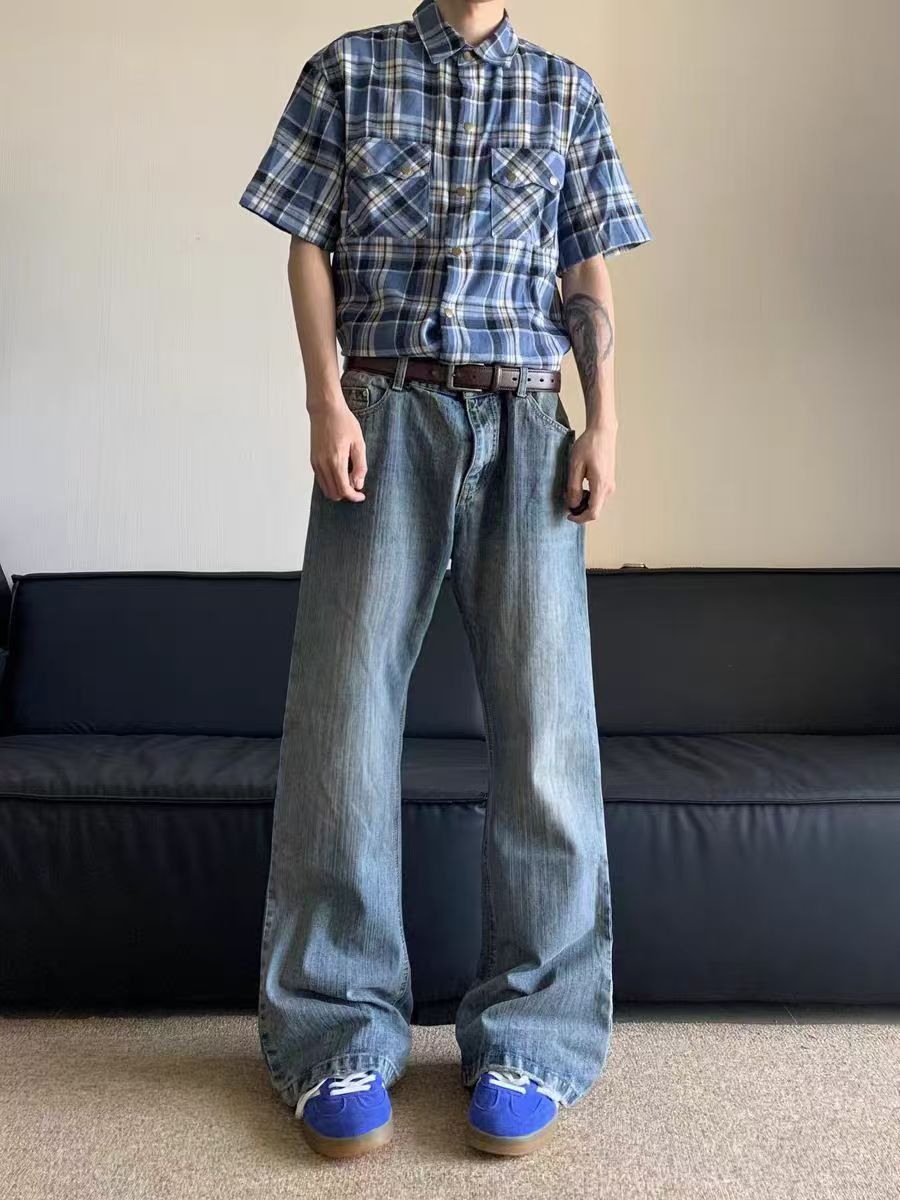Japanese Brand × Jean Washed straight leg micro flare jeans Size US 34 / EU 50 - 3 Thumbnail