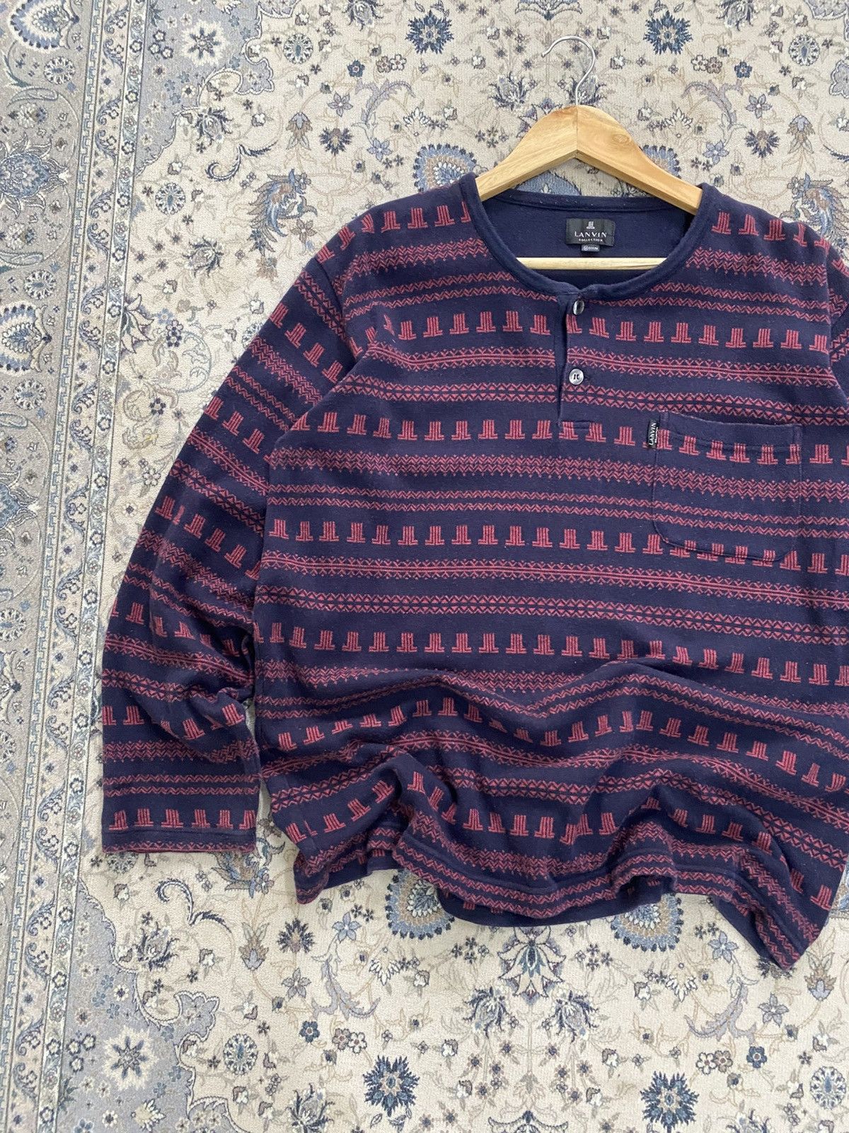 Lanvin VINTAGE LANVIN DESIGNER NATIVE LONGSLEEVE SHIRT HENLEY Size US M / EU 48-50 / 2 - 3 Thumbnail