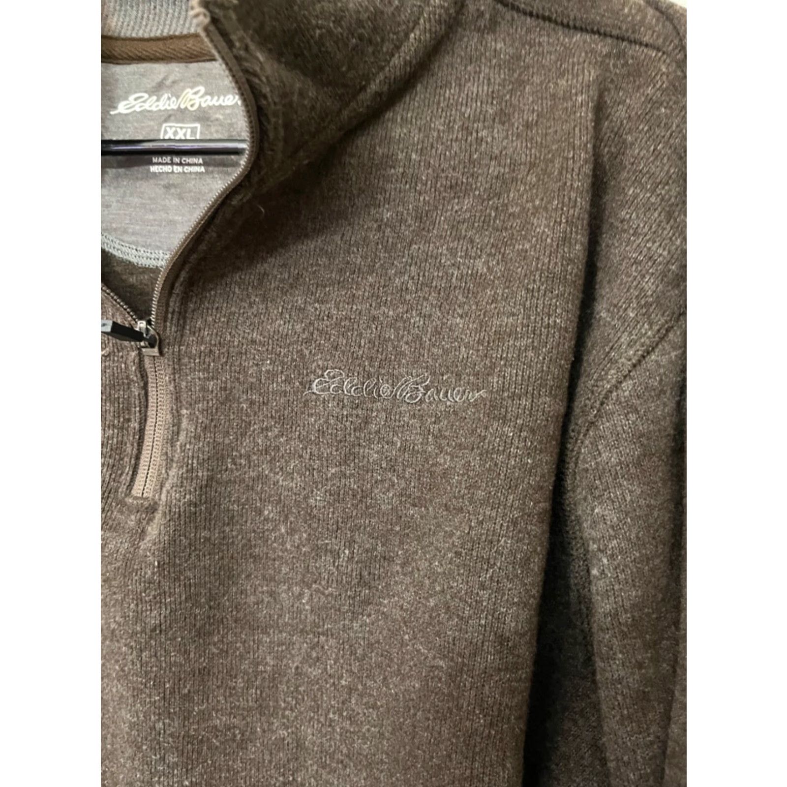 Eddie Bauer Eddie Bauer Pullover Sweater 1/4 Zip Fleece Mens Brown 2XL Adult Shopper Comfort Outdoors Logo Modern Regular Fit Size US XXL / EU 58 / 5 - 4 Thumbnail