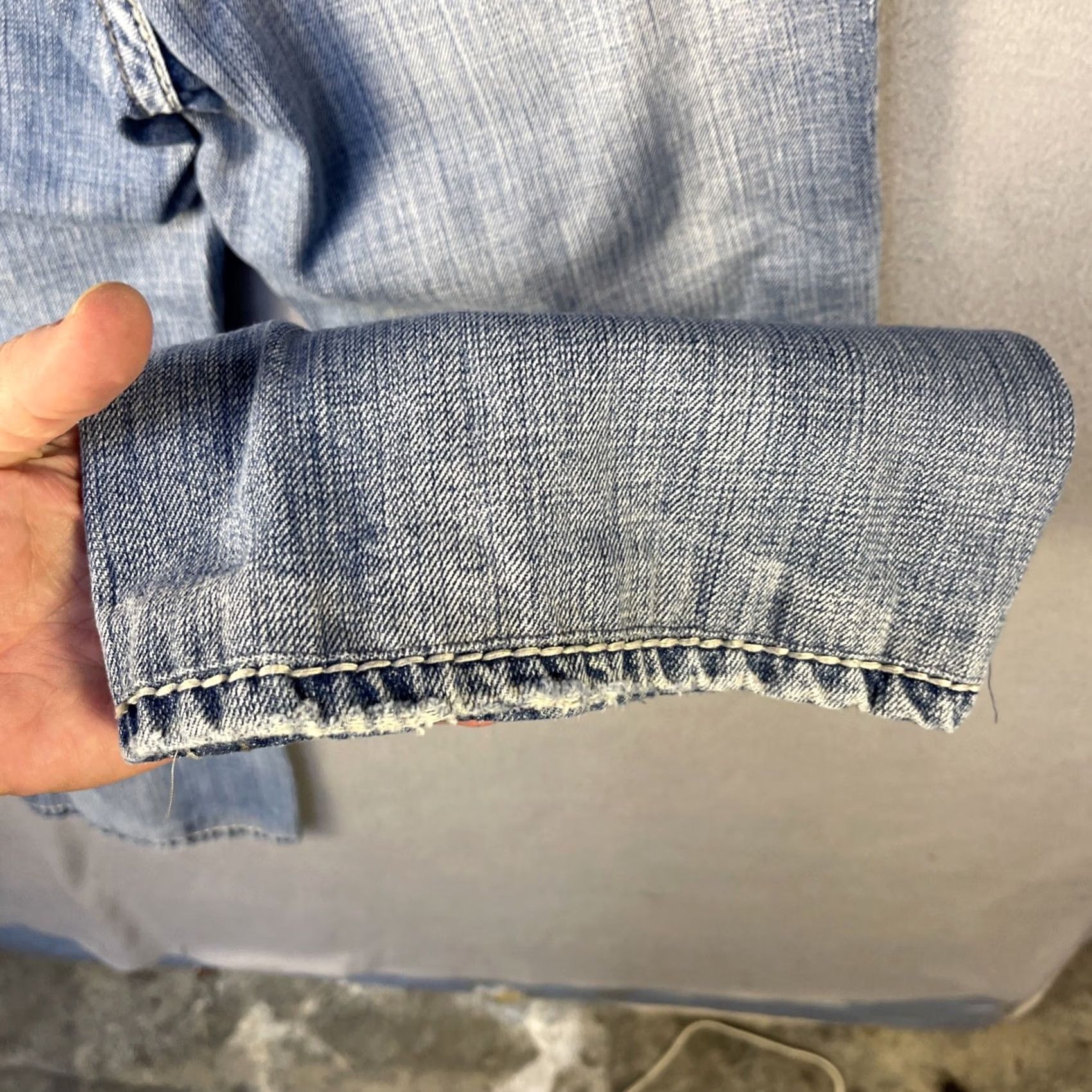 Denime Rock & Roll Cowboy Jeans 34x29 Mens Blue Denim Straight Relaxed Mid Rise 5-Pocket Denim Cotton Jeans Size US 34 / EU 50 - 6 Thumbnail