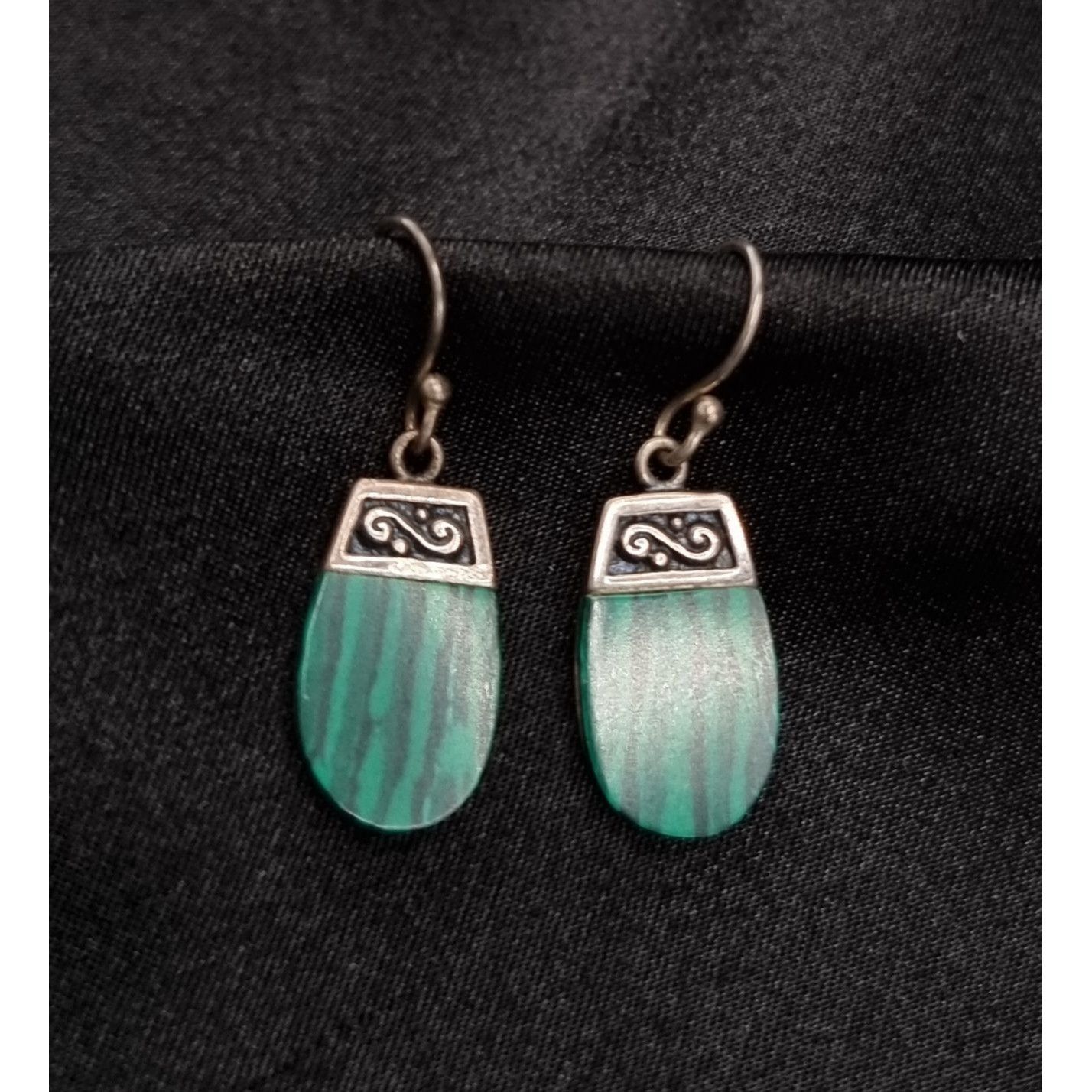 Vintage Vintage Early 2000's Malachite 925 Sterling Silver Dangle Ea Size ONE SIZE - 2 Thumbnail