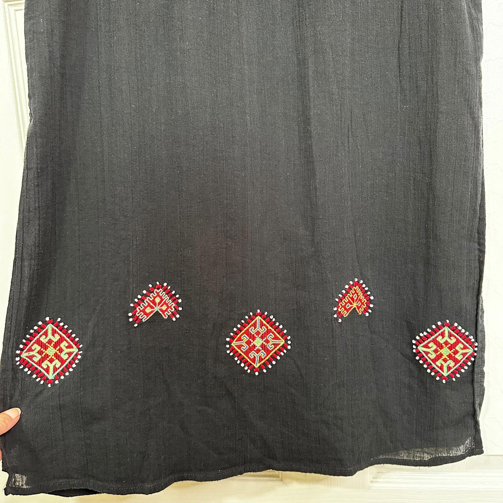 Madewell Kilim Embroidered Beaded Maxi Dress Black Women's 6
