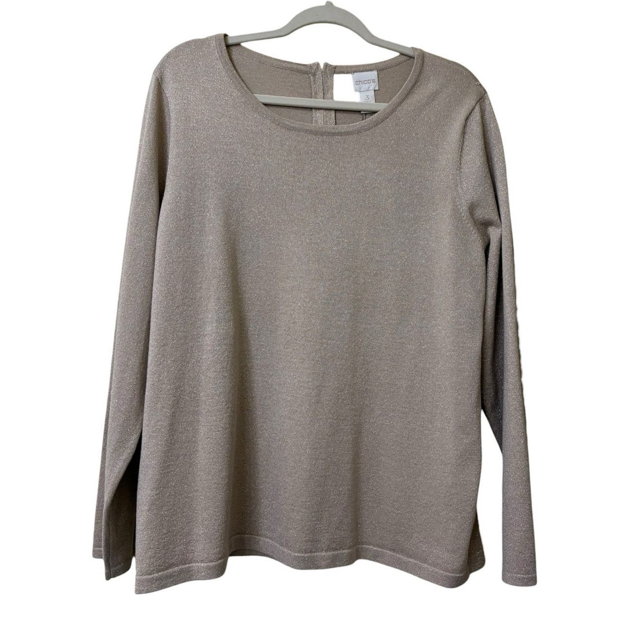Chicos Chico's Lurex Mindy back zip sweater in Stardust Gold NWT Size XXL / US 16-18 / IT 52-54 - 3 Thumbnail