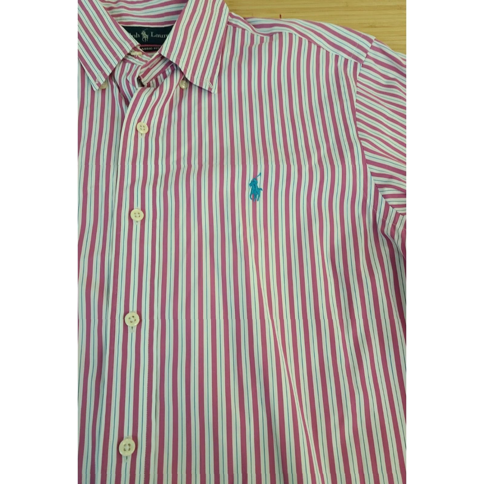 Polo Ralph Lauren VINTAGE Polo Ralph Lauren Men's Shirt Pink Stripes Spread Collar 15 Regular Long Sleeve 100% Cotton Button-Up Men’s Size US M / EU 48-50 / 2 - 2 Thumbnail