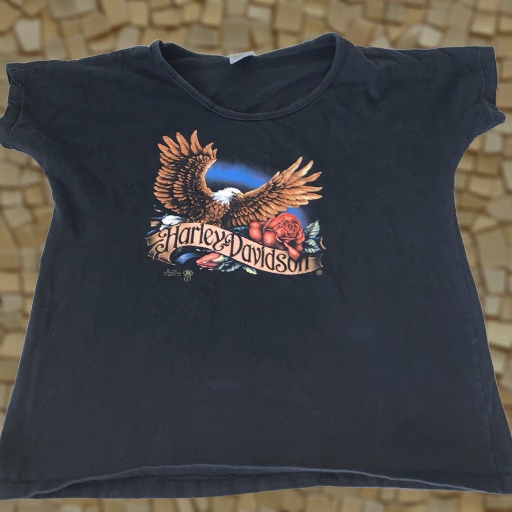 Harley Davidson VINTAGE Harley Davidson T Shirt Medium Black 80s Single Stitch 3D Women’s Size M / US 6-8 / IT 42-44 - 1 Thumbnail