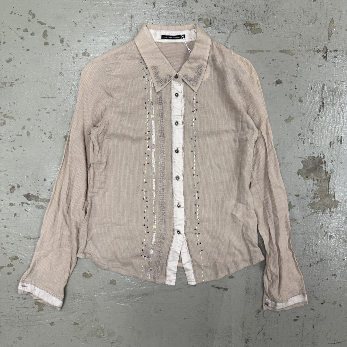 Marithe + Francois Girbaud Archives 90s Marithe Francois Girbaud Rhine Stone Shirt Size M / US 6-8 / IT 42-44 - 1 Thumbnail