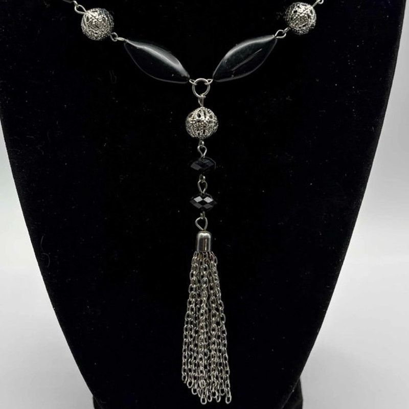 Other Black & Silver Tassel Necklace Size ONE SIZE - 2 Thumbnail