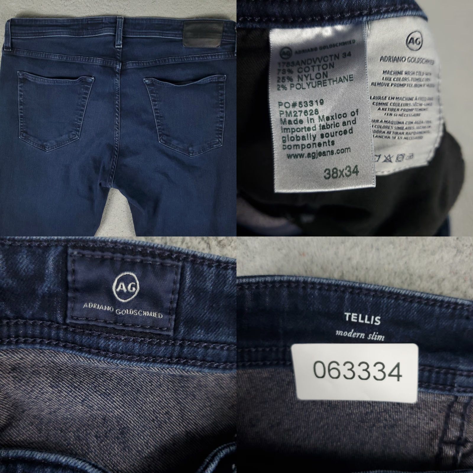 Vintage AG Adriano Goldschmied The Tellis Jeans Mens 38x29 Denim Regular Fit Blue 5-Pocket Logo Vintage No N/A Mens Size US 38 / EU 54 - 8 Thumbnail