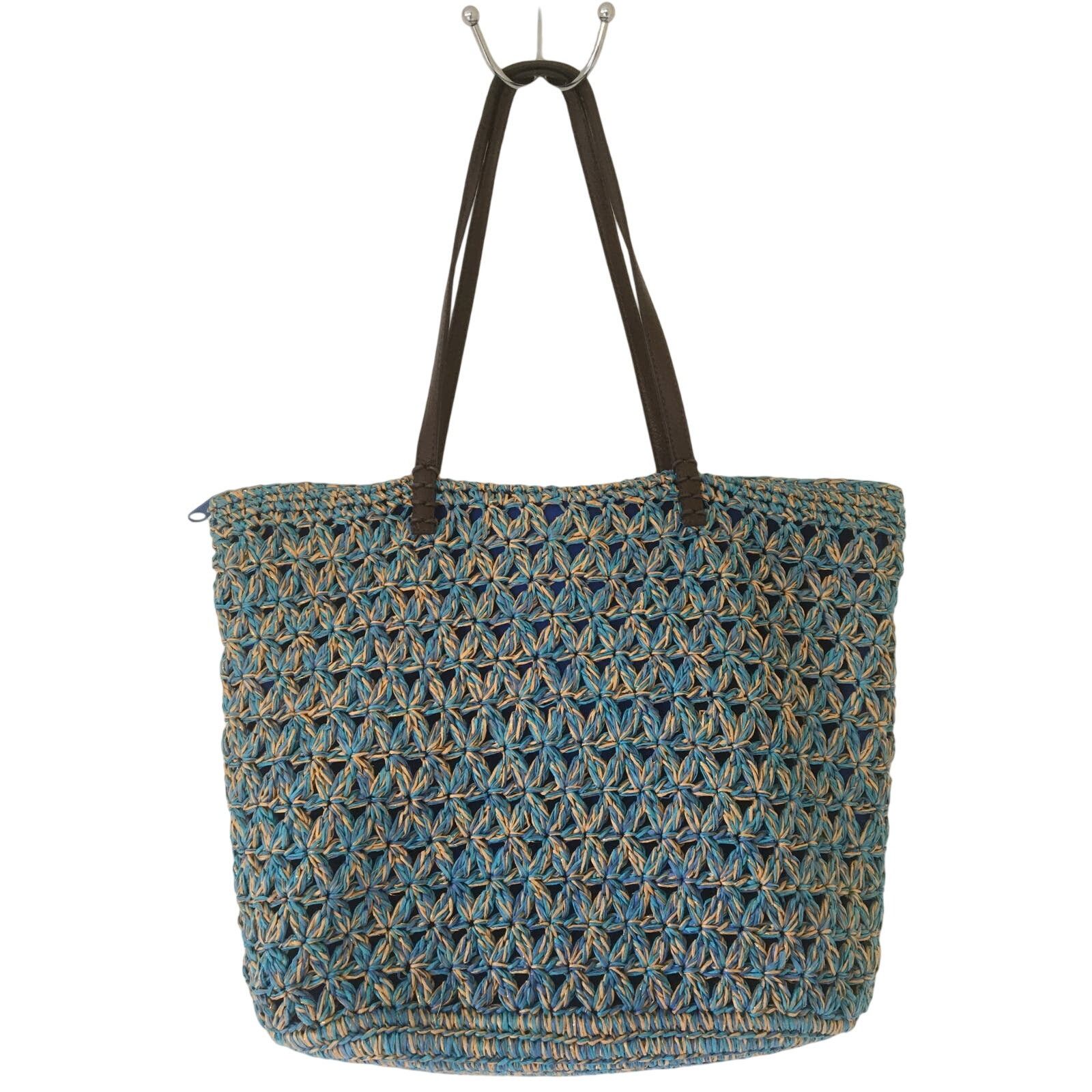 Other Blue Miami Woven Blue, Straw Gold Threads Shoulder Bag Purse Size ONE SIZE - 1 Thumbnail