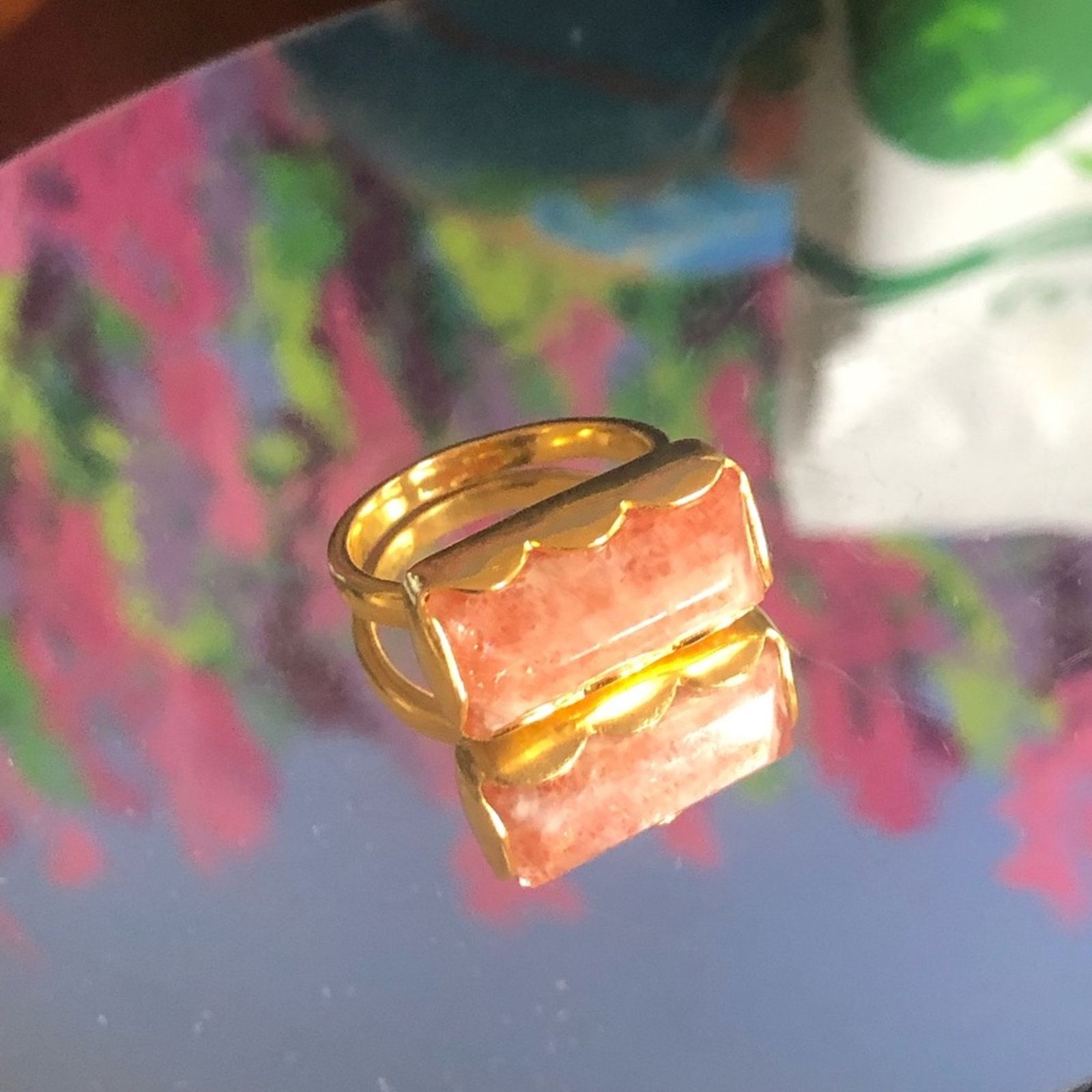 Jewelry Handcrafted 18kt 925 vermeil strawberry quartz ring 8.5 Size ONE SIZE - 2 Thumbnail