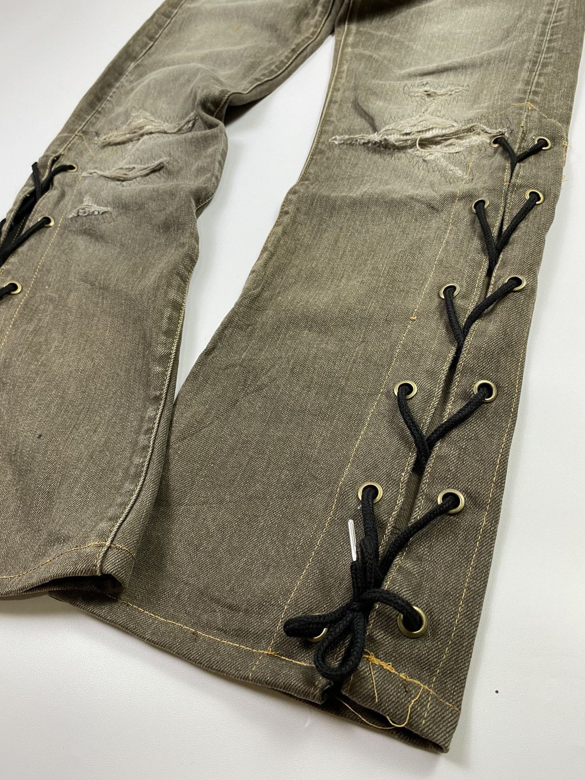 If Six Was Nine lace up trove distress jeans pant ifsixwasnine vkei style Size US 32 / EU 48 - 6 Thumbnail