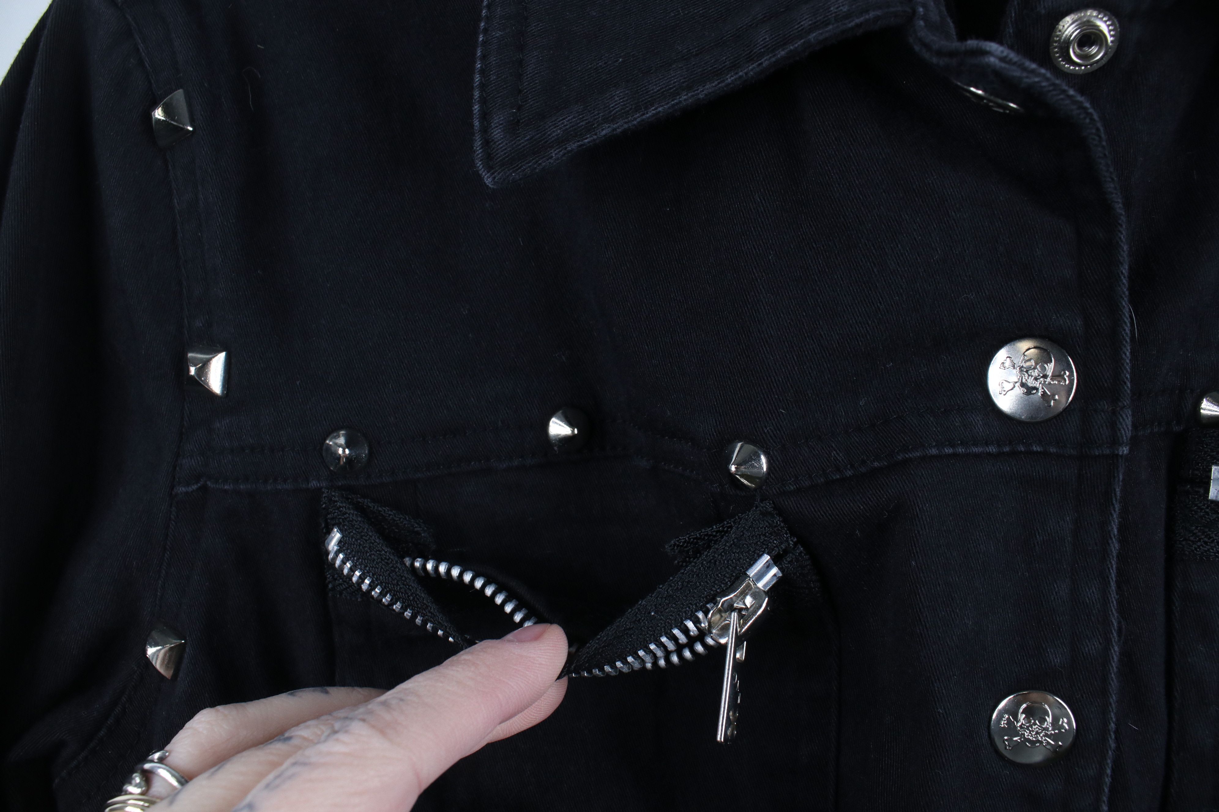 Vintage Vintage 90s Y2K Tripp NYC Gothic Rave Studded Denim Jacket Size M / US 6-8 / IT 42-44 - 7 Thumbnail
