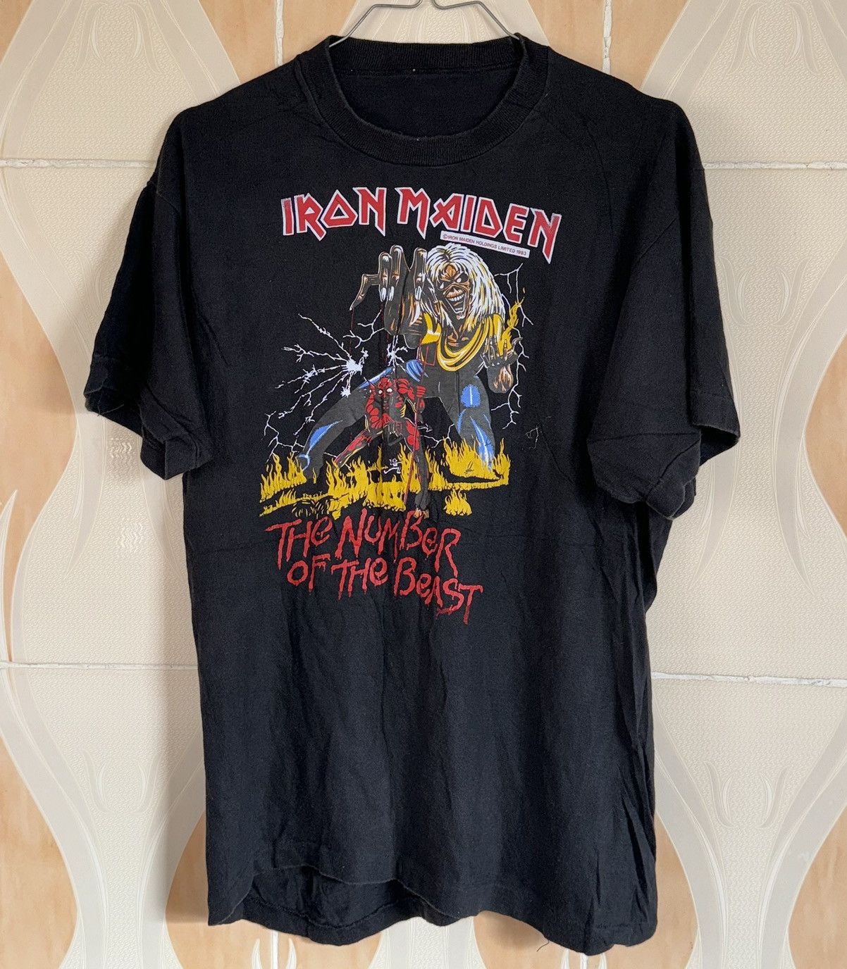 image of Band Tees Vintage 1983 Ironmaiden Shirt in Black, Men's (Size Large)