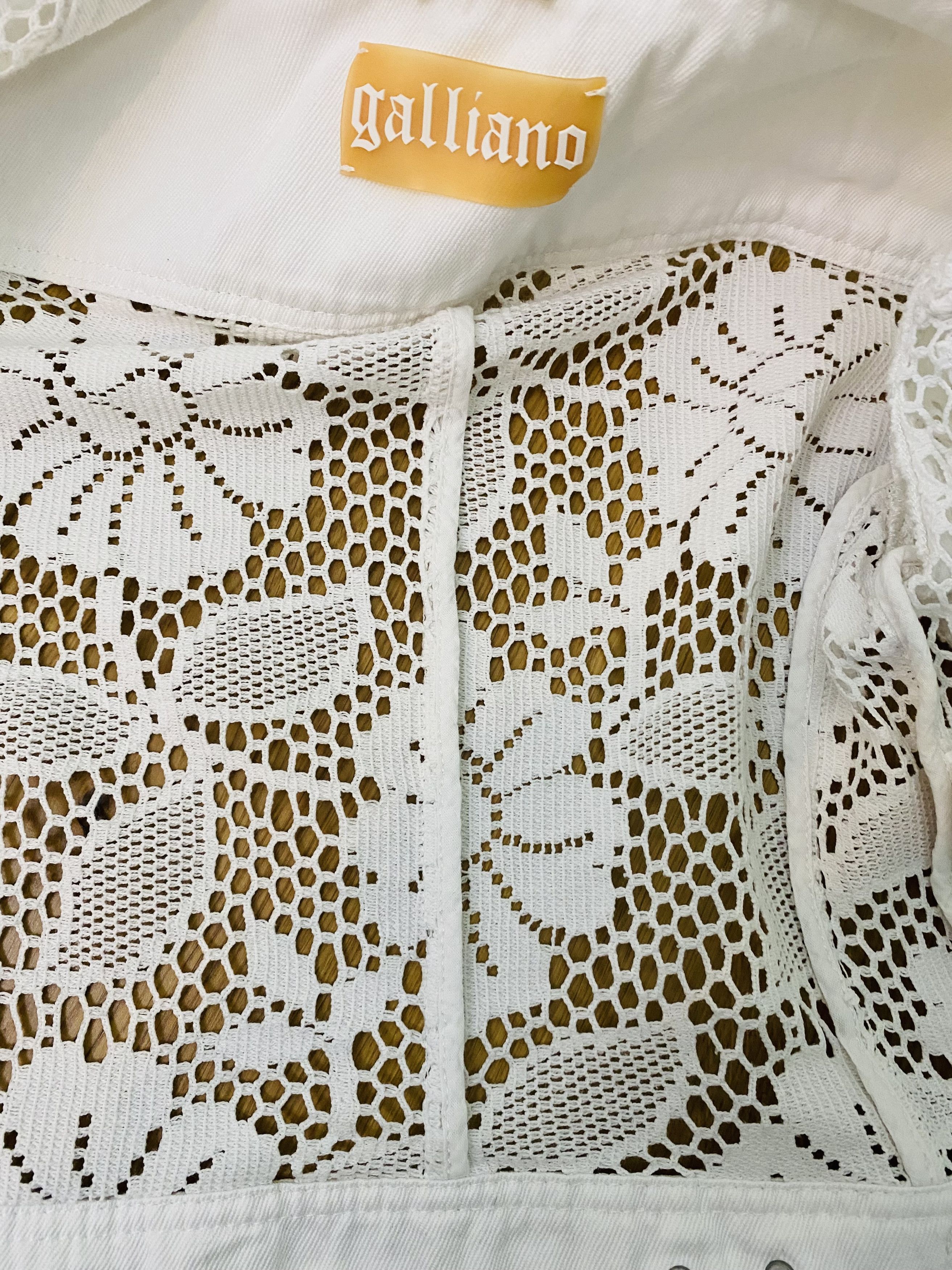 John Galliano John Galliano Crochet Lace Denim Jacket XS X-small Small Size XS / US 0-2 / IT 36-38 - 2 Thumbnail