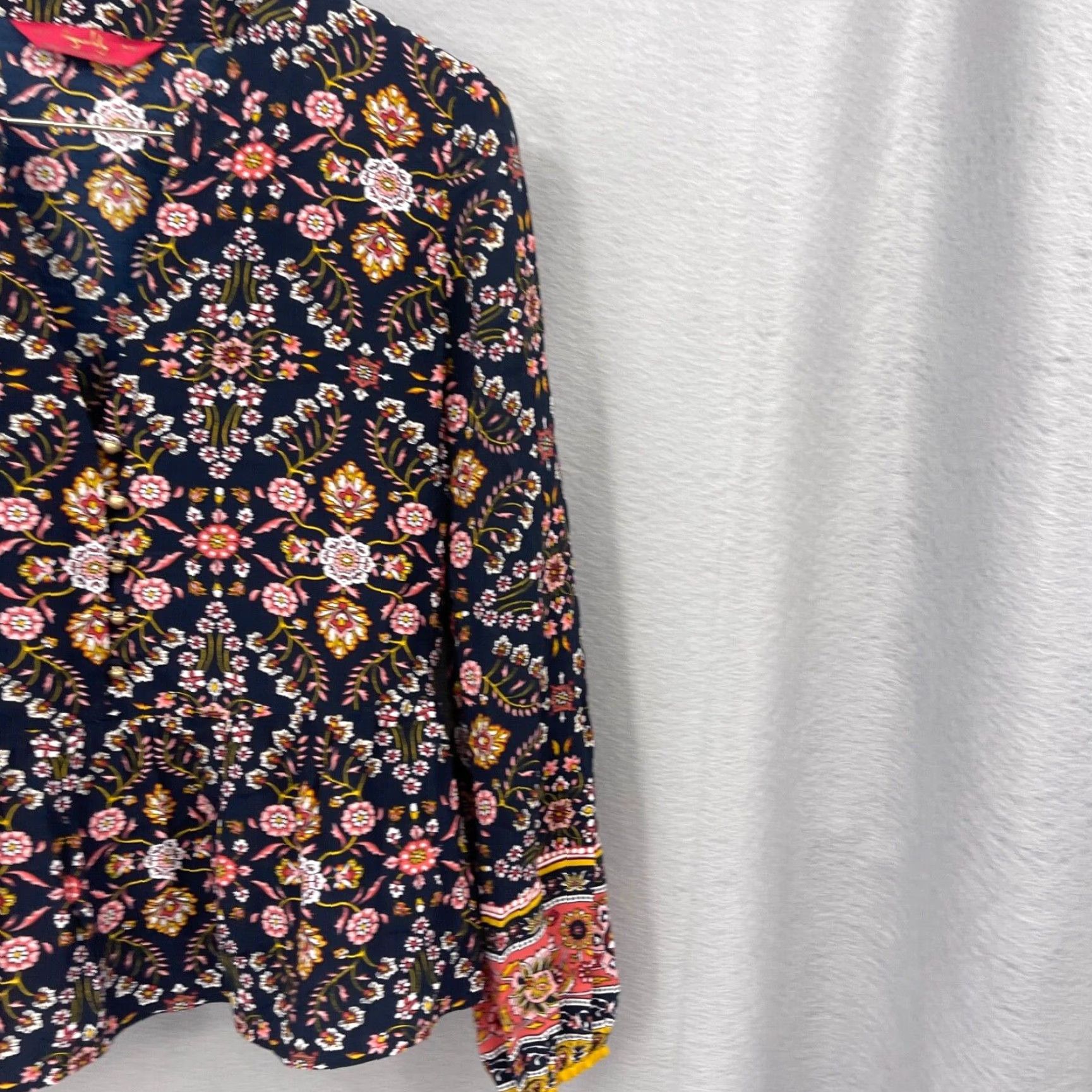 Vintage Tigerlily Vintage Boho Floral Blouse Women's Size 2 Long Sleeve Rayon Brown Size XS / US 0-2 / IT 36-38 - 4 Thumbnail