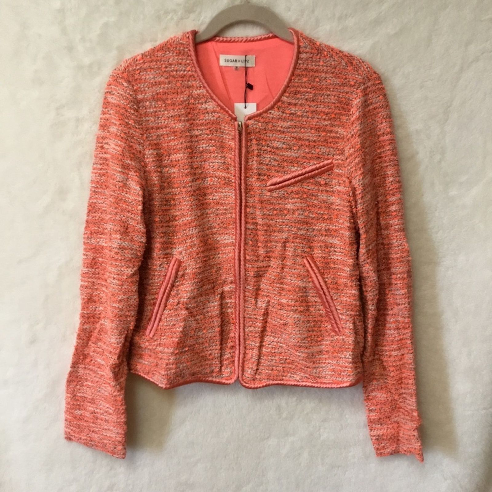 Other Orange Vintage Tweed Front Zip-Up Detail Jacket With Pockets Size XS / US 0-2 / IT 36-38 - 1 Thumbnail
