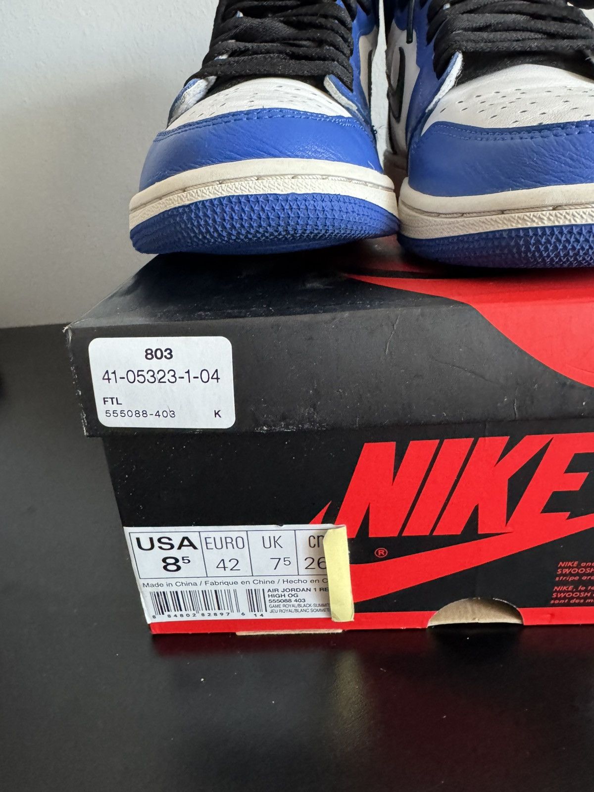 Jordan Brand Nike Air Jordan 1 off Retro High Game Royal White bred 2017 Size US 8.5 / EU 41-42 - 5 Thumbnail