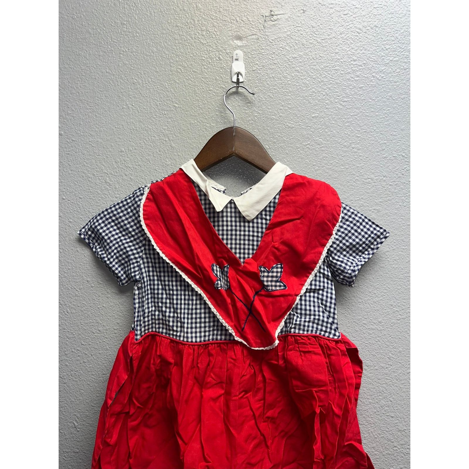 Vintage Girls Vintage Dress Checker Blue Red Two Tone Youth 60s 70s Size S / US 4 / IT 40 - 6 Thumbnail