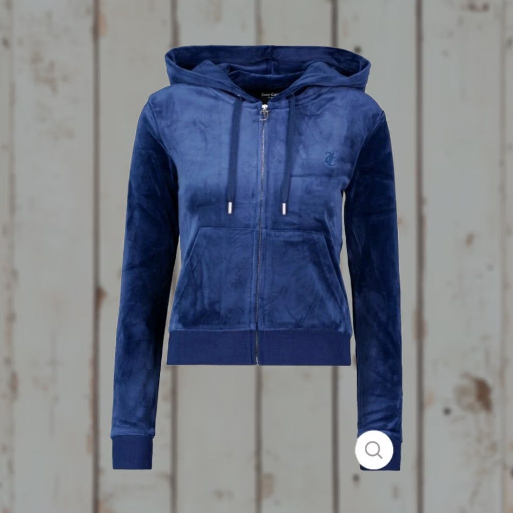 Juicy Couture Juicy Couture Hoodie Womens XL Blue Velour Full Zip Stretch Hoodie Sweatshirt Zipper Crew Neck Regular Velour Size XL / US 12-14 / IT 48-50 - 1 Thumbnail