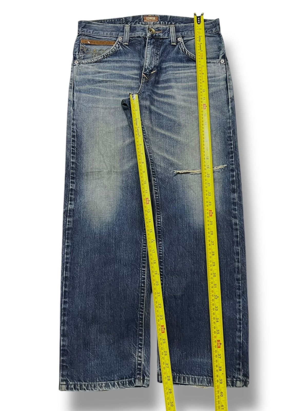 Edwin Loose Vintage Edwin 403 Japan - Black Distressed Denim Size US 34 / EU 50 - 14 Thumbnail