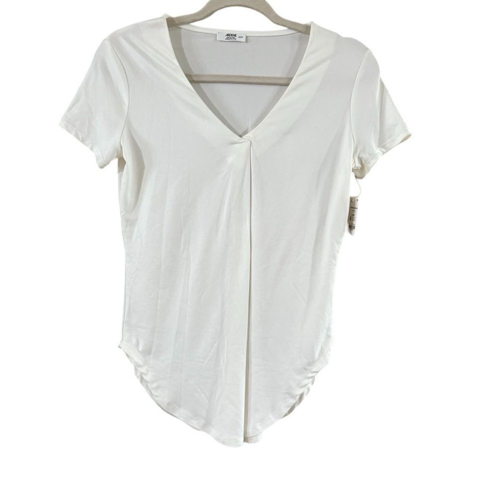 Other Ardene Cream Short Sleeve Front Blouse Size XS / US 0-2 / IT 36-38 - 6 Thumbnail