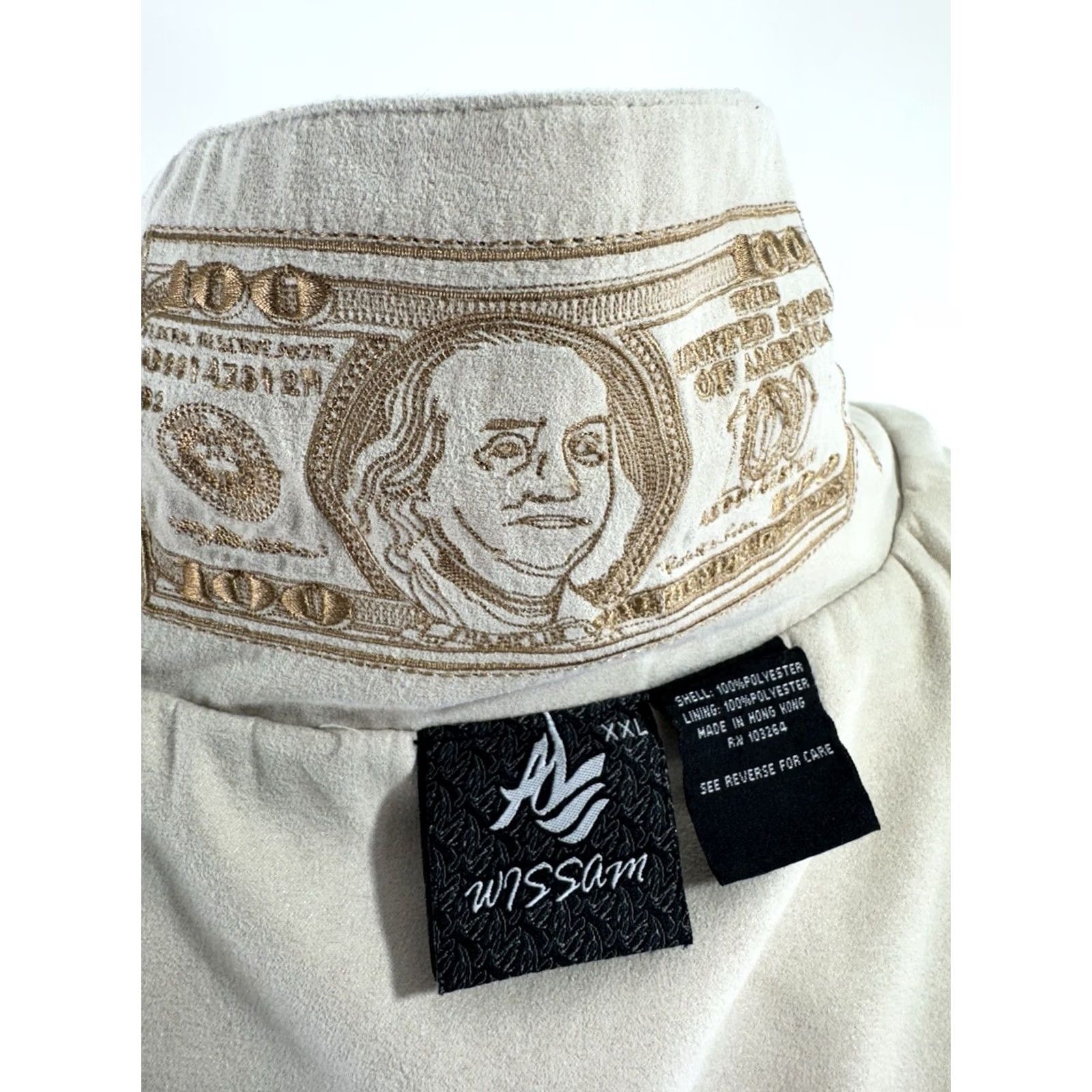 Vintage VINTAGE Benjam in 100 Dollars? Embroidered AL WISSAM Jacket - 2XL Beige Full Zip Men’s Urban EXCELLENT Size US XXL / EU 58 / 5 - 6 Thumbnail