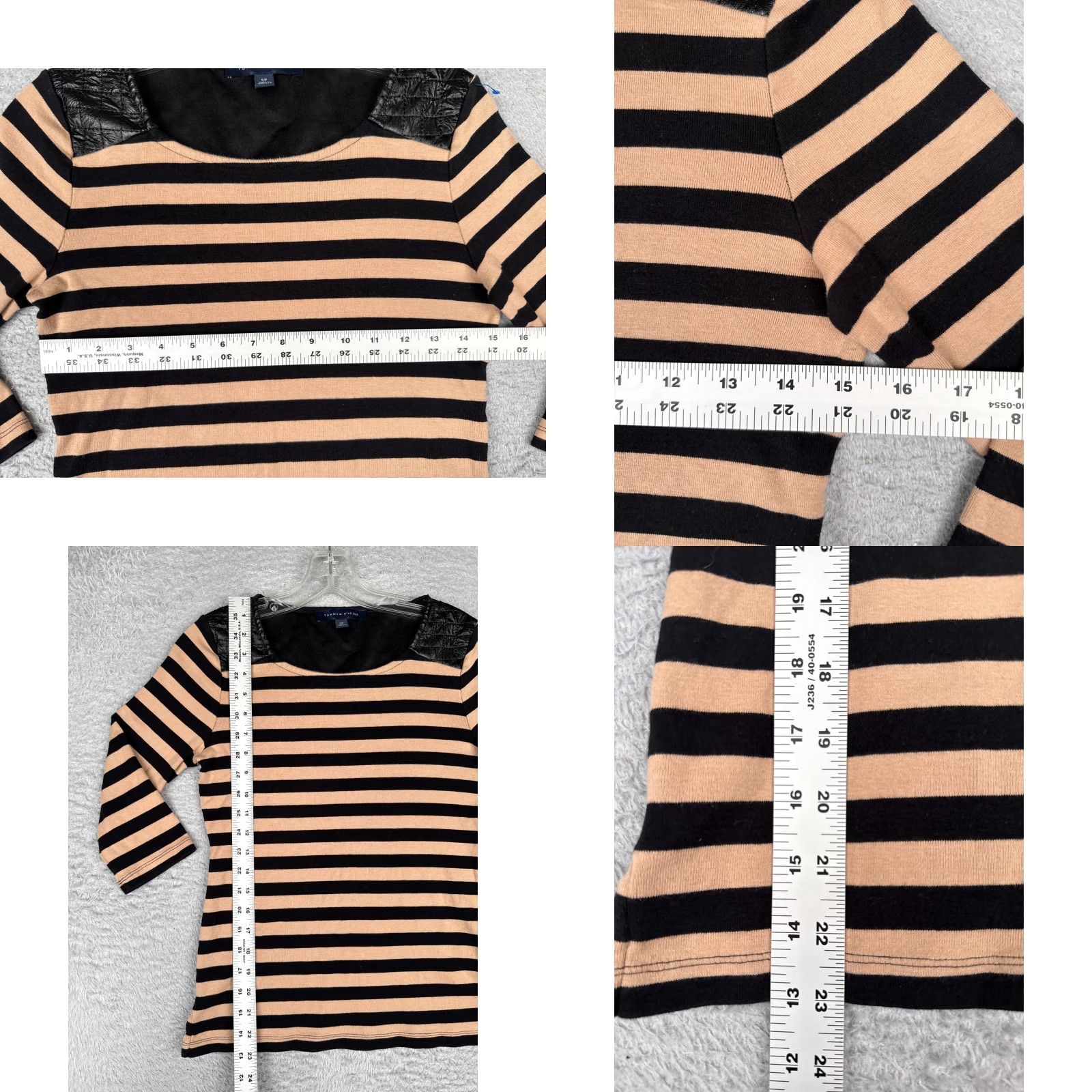 Tommy Hilfiger Tommy Hilfiger Polo Shirt Women Small Beige Stripe 3/4 Sleeve Cotton Leather Shirt Women Small Beige Stripe 3/4 Sleeve Cotton Leather Size S / US 4 / IT 40 - 8 Thumbnail