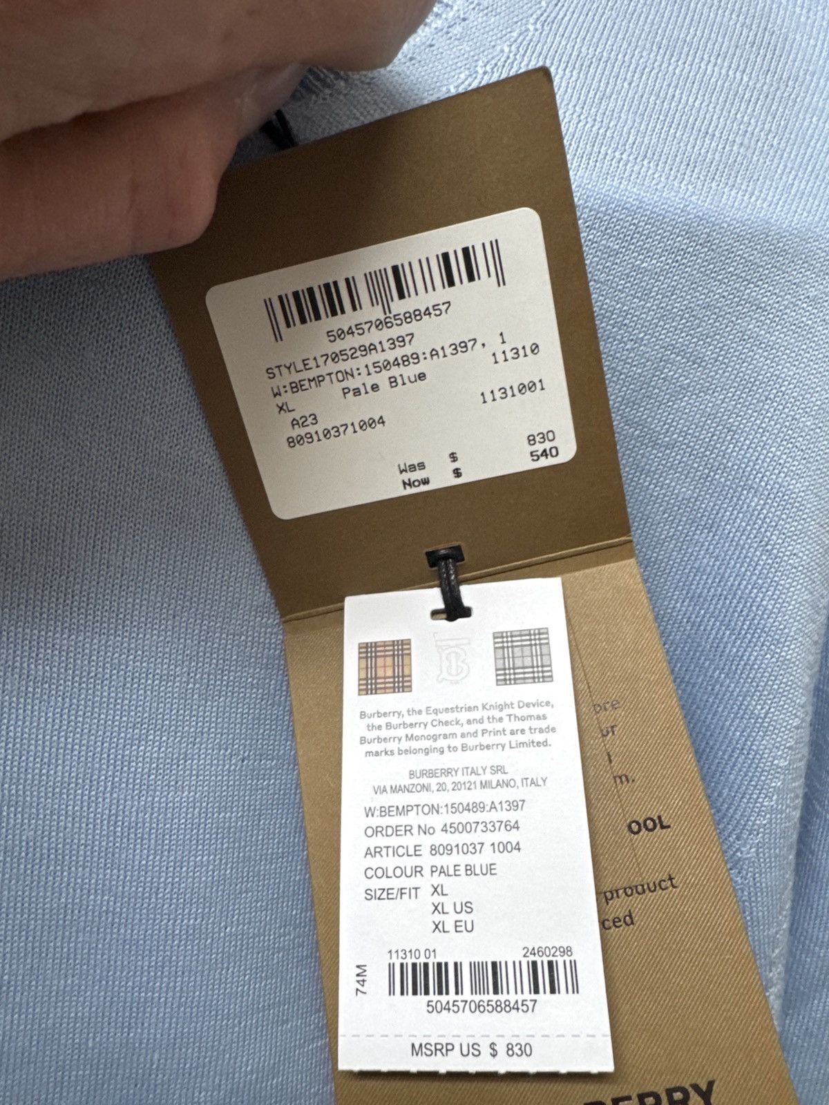 Burberry Burberry pale blue wool and cashmere xl sweater:Retail $830 Size US XL / EU 56 / 4 - 6 Thumbnail