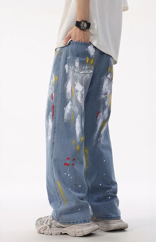 Japanese Brand American high street splatter paint baggy wide-leg jeans Size US 32 / EU 48 - 3 Thumbnail