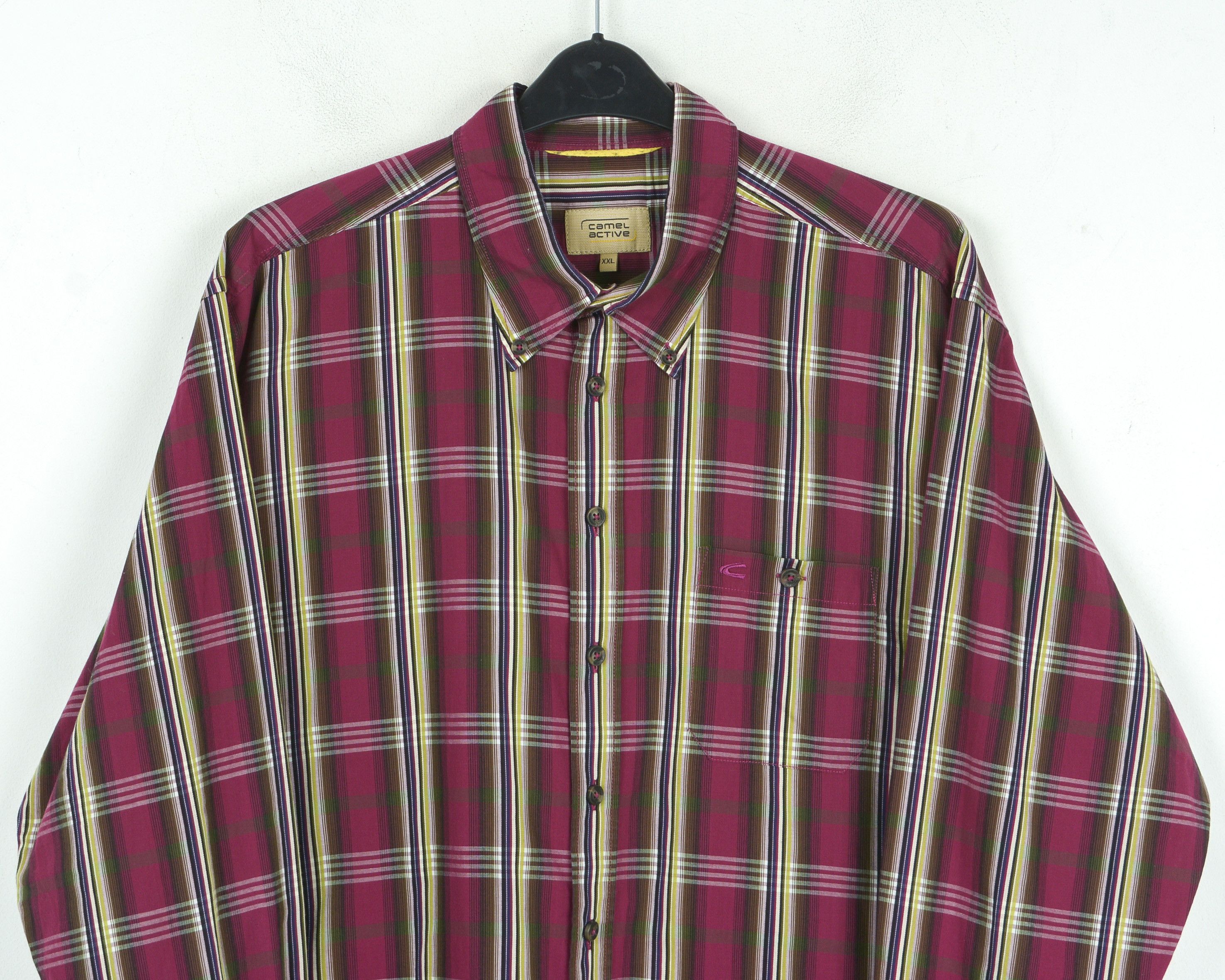 camel active Cotton Shirt 2XL Long Sleeve Check Plaid Pink Button Up Size US XXL / EU 58 / 5 - 7 Thumbnail