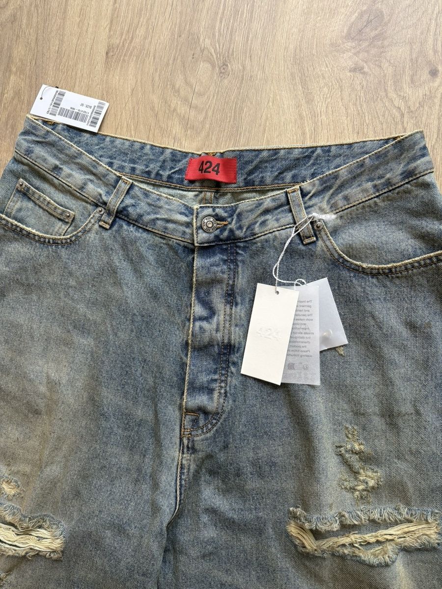 424 424 “BIG DADDY” DISTRESSED DENIM SHORTS Size US 33 - 3 Thumbnail