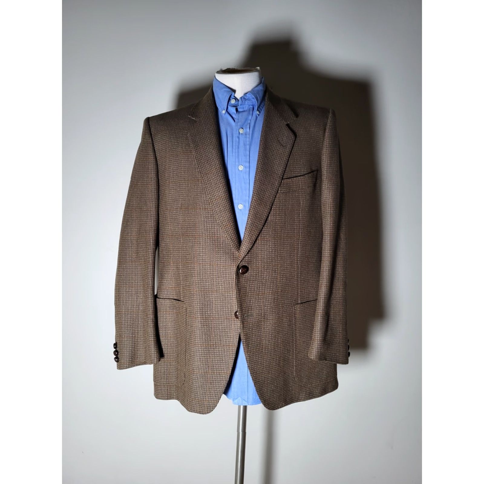 Vintage twenty four collection Sport Coat Jacket Wool Tweed Brown 44R Mens Notch Lapel Single-Breasted Two-Button Check Fleck 56 EU New Without Tags Size US S / EU 44-46 / 1 - 4 Thumbnail