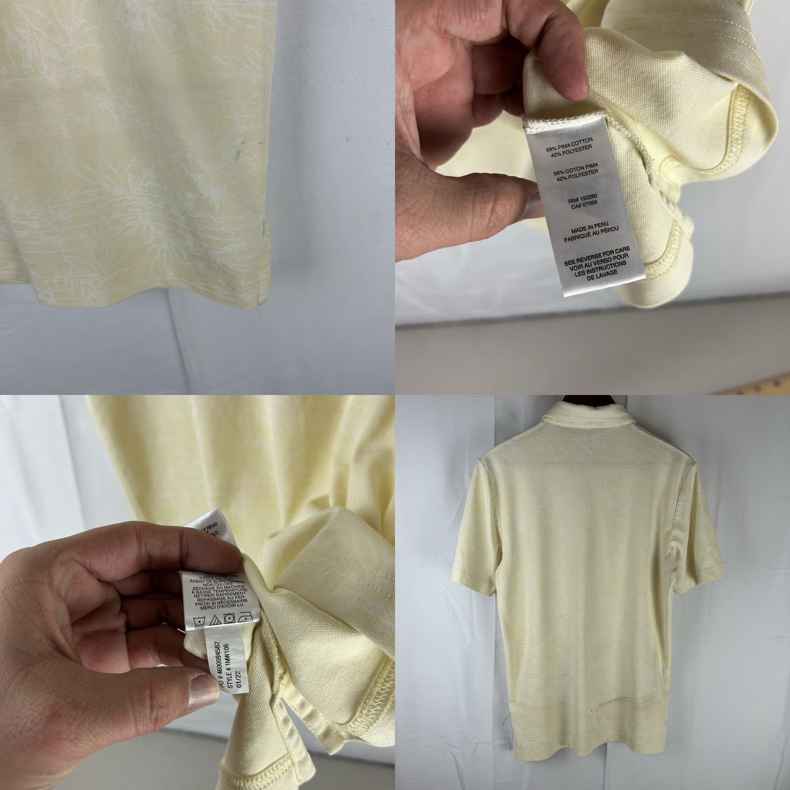 TravisMathew Travis Mathew Polo Shirt Mens M Meringue Yellow Porpoise Pima Blend Golf Flaw Fair Stains Front Back Bottom Size US M / EU 48-50 / 2 - 8 Thumbnail