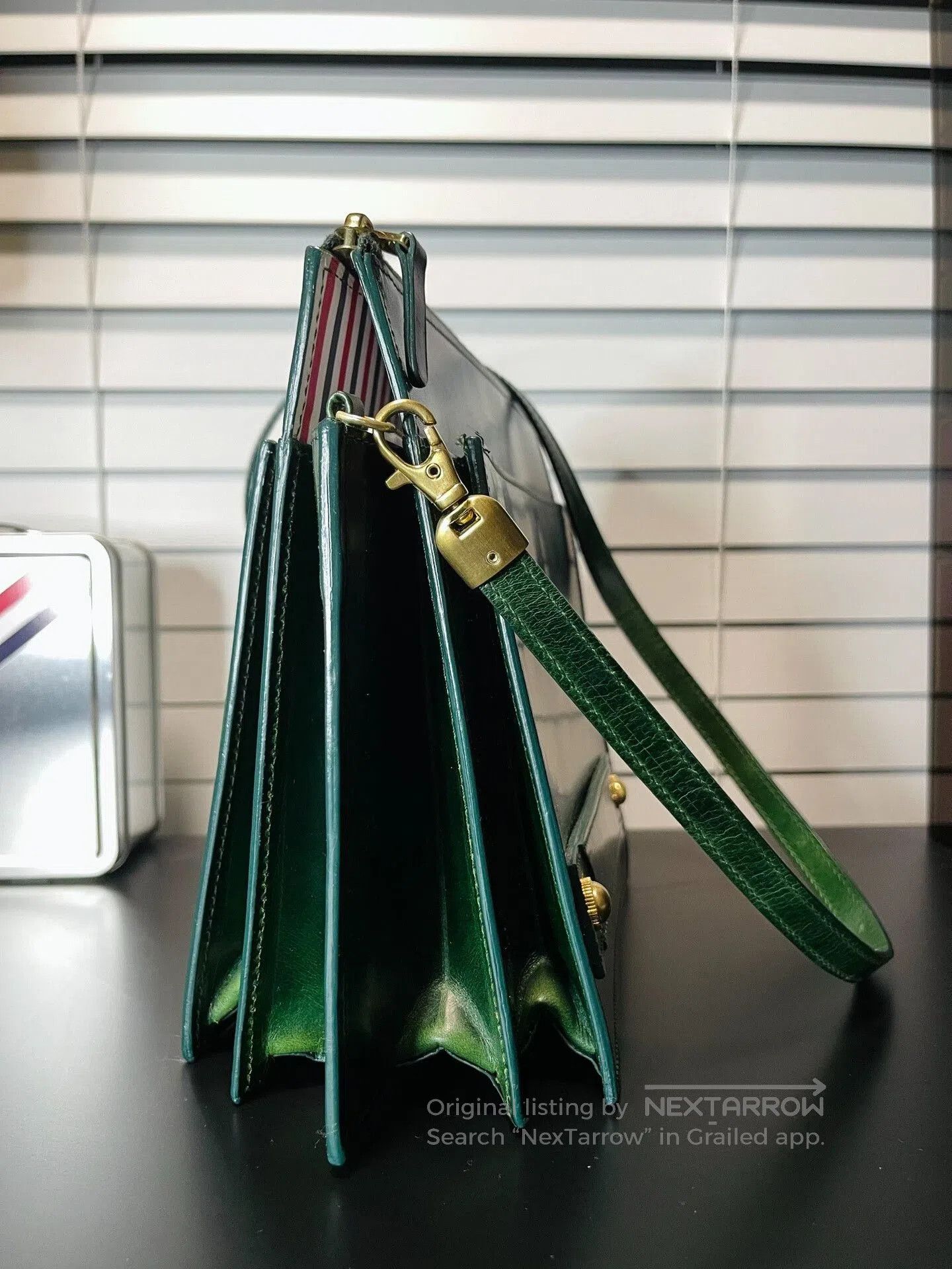 Thom Browne Green Shoulder Bag Clutch.