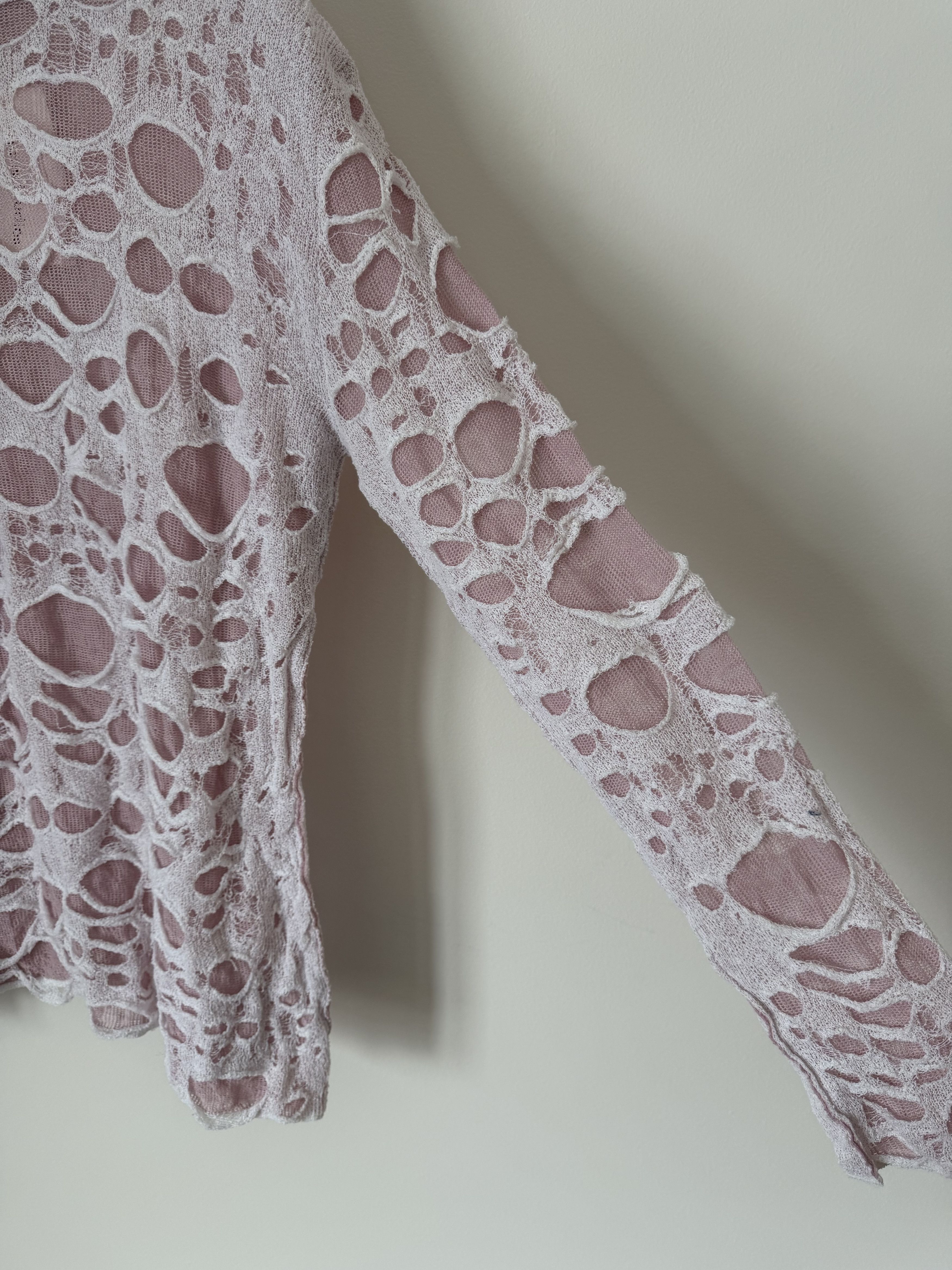 Acne Studios Acne Studios Sheer Knit Long Sleeve Top in Light Pink Size US L / EU 52-54 / 3 - 5 Thumbnail