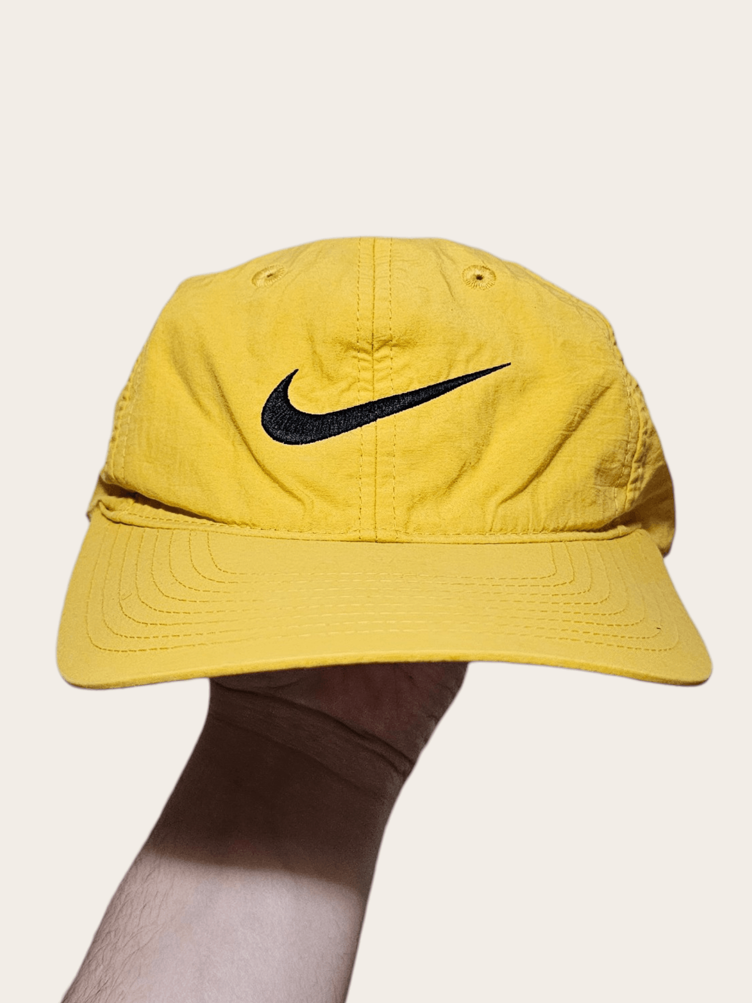 Nike Nike Logo Yellow 90's Nylon Hat Size ONE SIZE - 1 Thumbnail