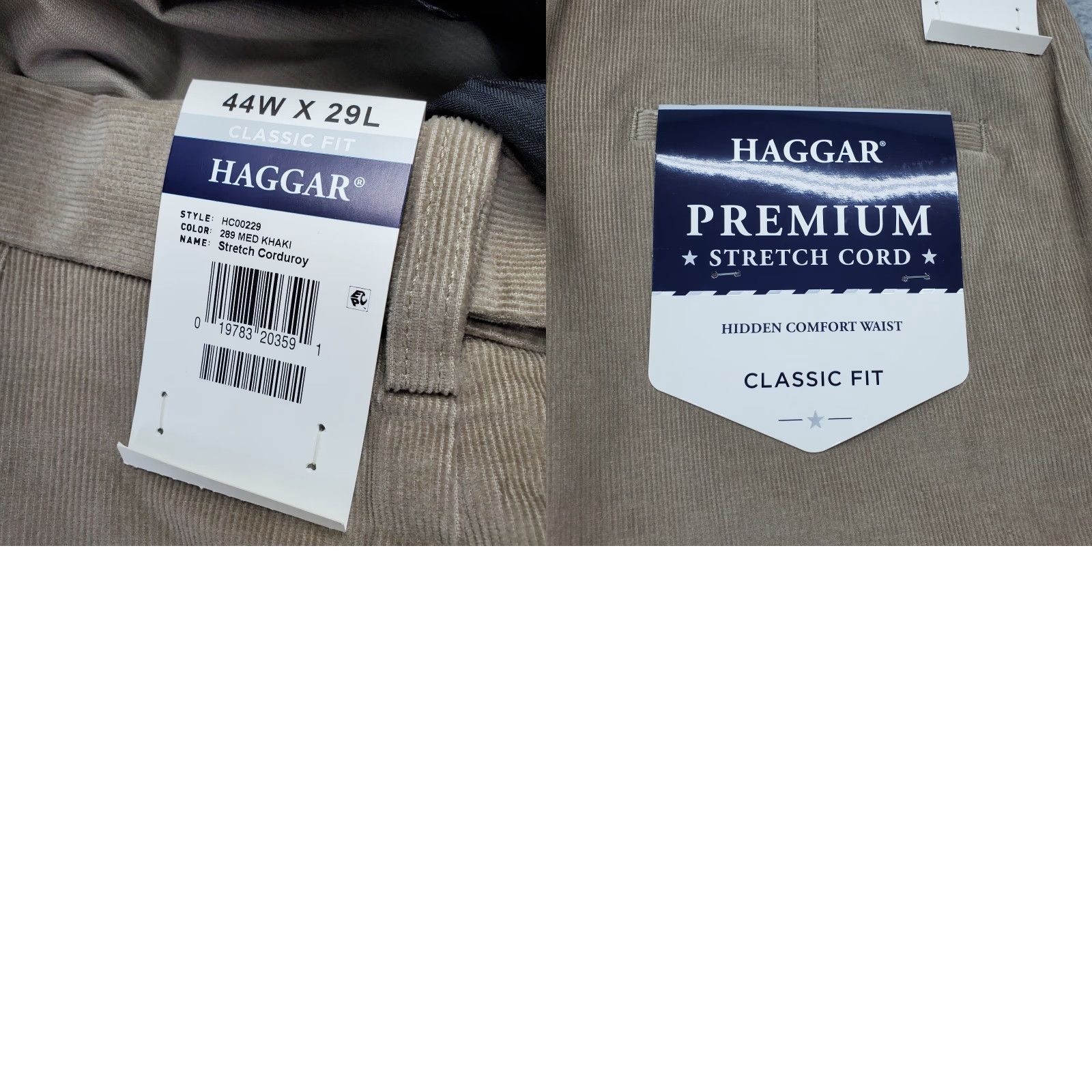 Haggar Haggar Mens Corduroy Pants Tan 44 Classic Premium Stretch Waist Straight NWT Size 44 Mens Size US 44 / EU 60 - 8 Thumbnail