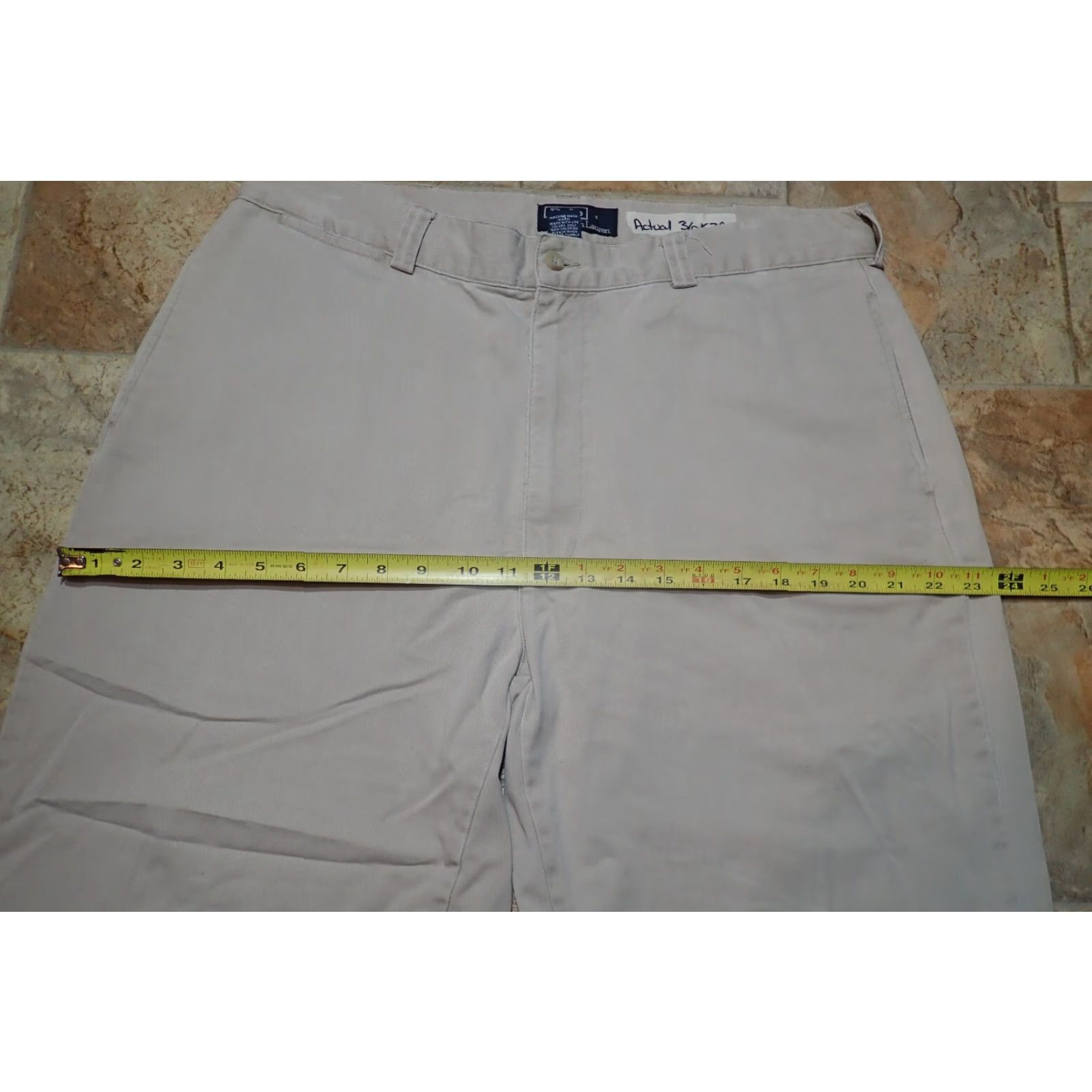 Polo Ralph Lauren VINTAGE Polo Ralph Lauren Men’s Dress/Casual Pants Flat Front Regular Fit 36x29 Khaki Gray Cotton Blend Men's Size US M / EU 48-50 / 2 - 6 Thumbnail
