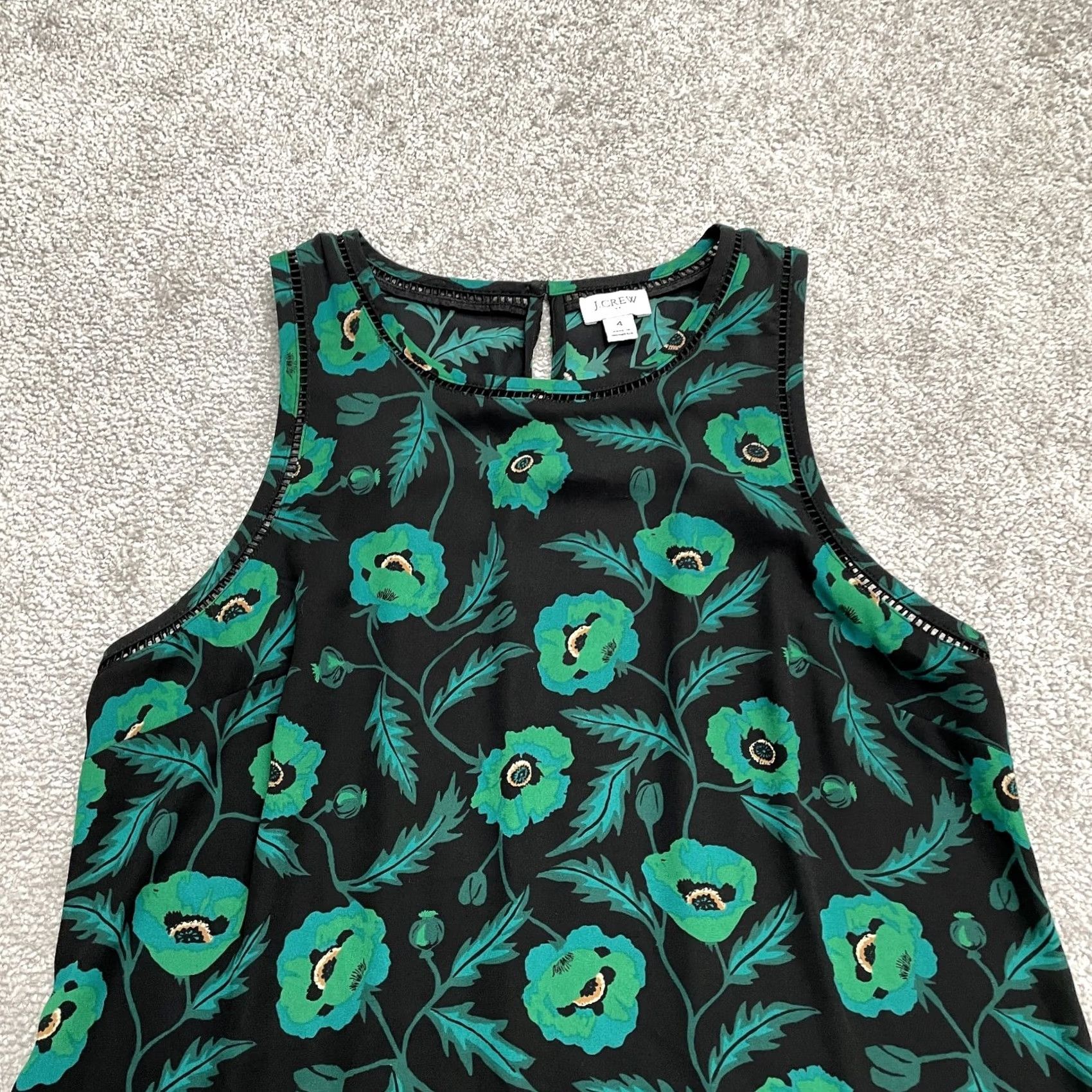 J.Crew VINTAGE J.CREW Halter Tank Top Blouse Womens 4 Black Green Floral Casual Summer Tropical Size S / US 4 / IT 40 - 4 Thumbnail