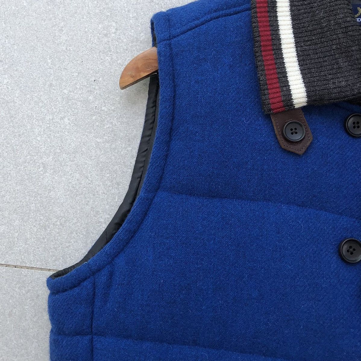 Fred Perry FRED PERRY Thermore Wool and Leather Blue Tweed Padded Vest Size US L / EU 52-54 / 3 - 7 Thumbnail