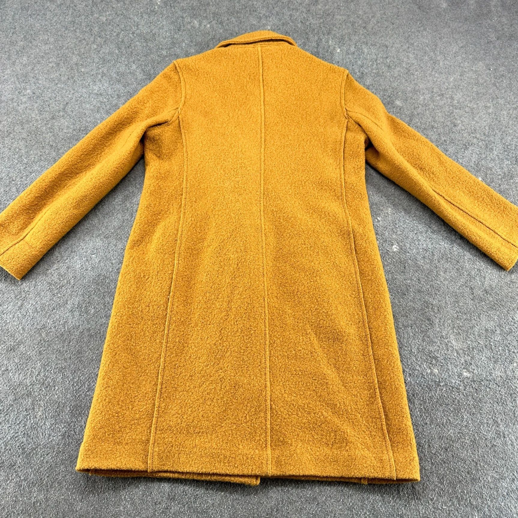 J.Crew VINTAGE J.CREW Coat Womens 2 Yellow Long Boiled Wool Double Breasted Solid Overcoat 90s Paris Wool Blend Lined Pockets Dry Clean Only Mens? Size XS / US 0-2 / IT 36-38 - 7 Thumbnail