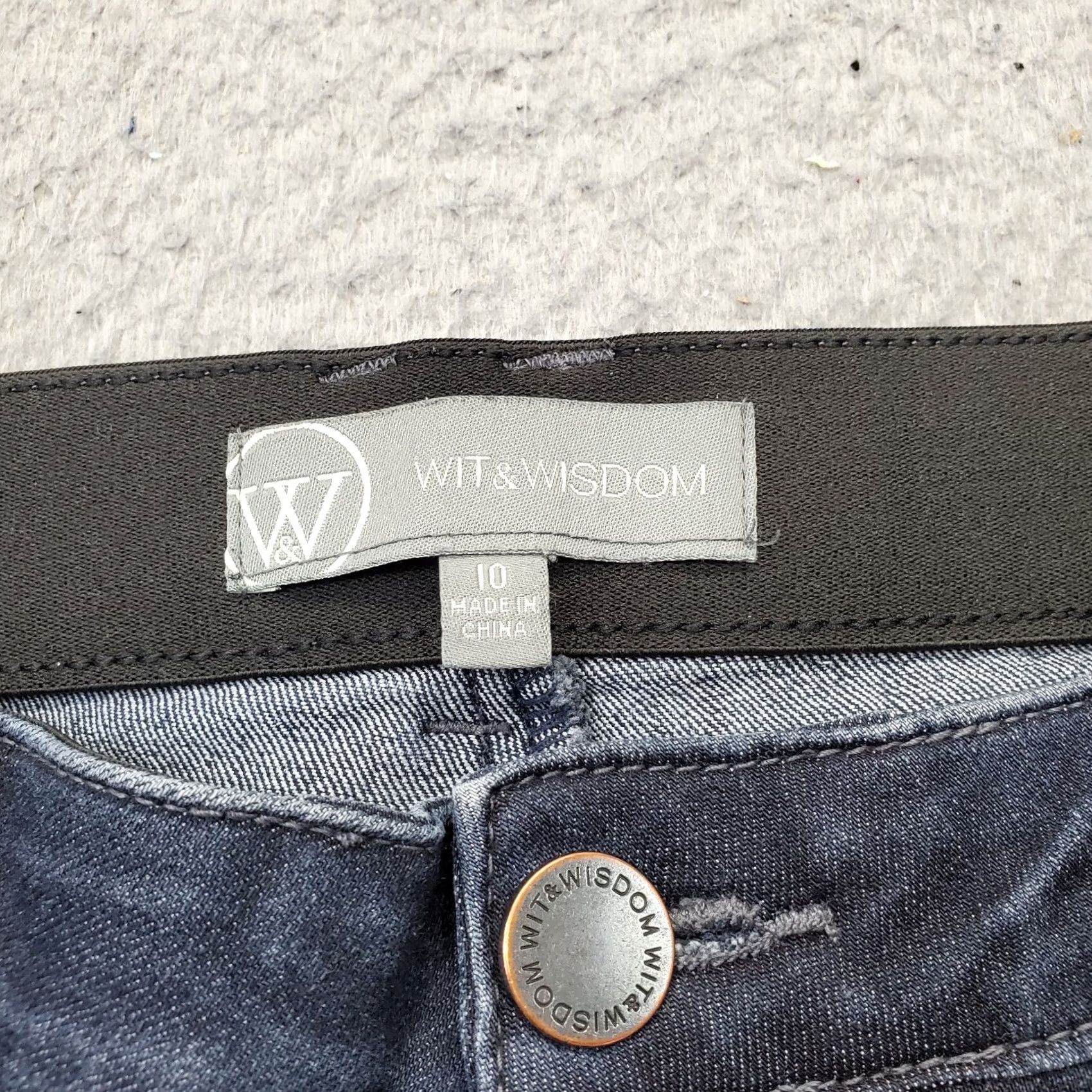 Vintage Wit & Wisdom Jeans Womens Bootcut 10 Blue Denim Slim Fit Elastic Band L157BBEA Size 32" / US 10 / IT 46 - 7 Thumbnail