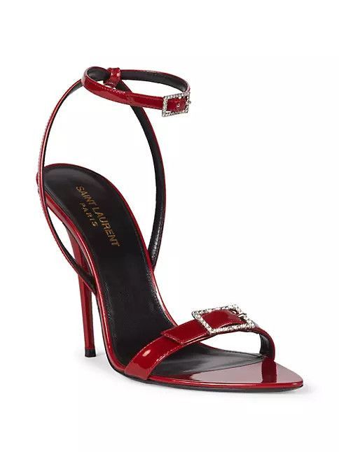 Saint Laurent Paris o1b1hav110824 Claude Patent Leather Sandals in Red Size US 10 / IT 40 - 2 Thumbnail