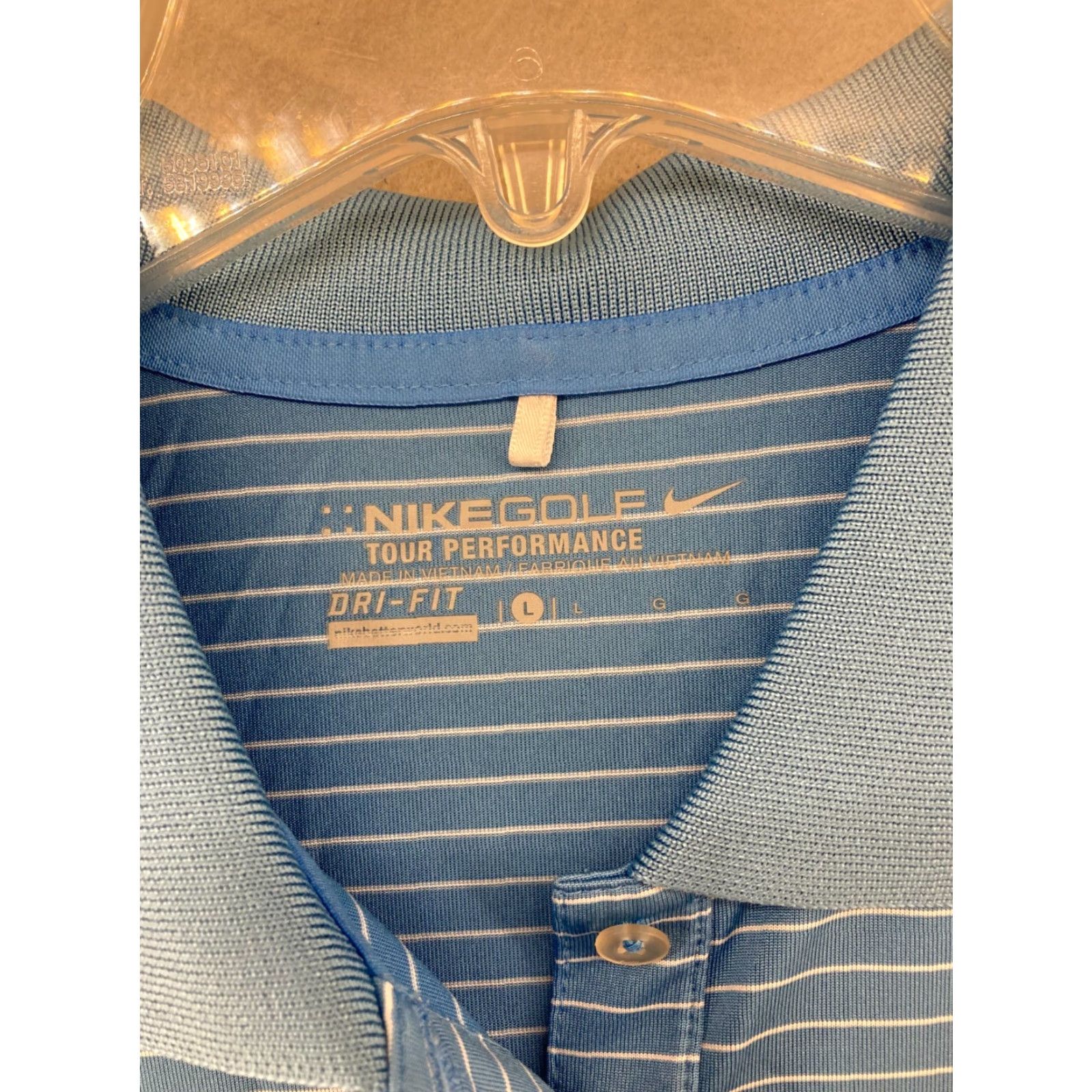 Nike Nike Golf Polo Shirt Mens Large Blue Stripe DriFit Honey Badger Cup 2015 Size US L / EU 52-54 / 3 - 7 Thumbnail
