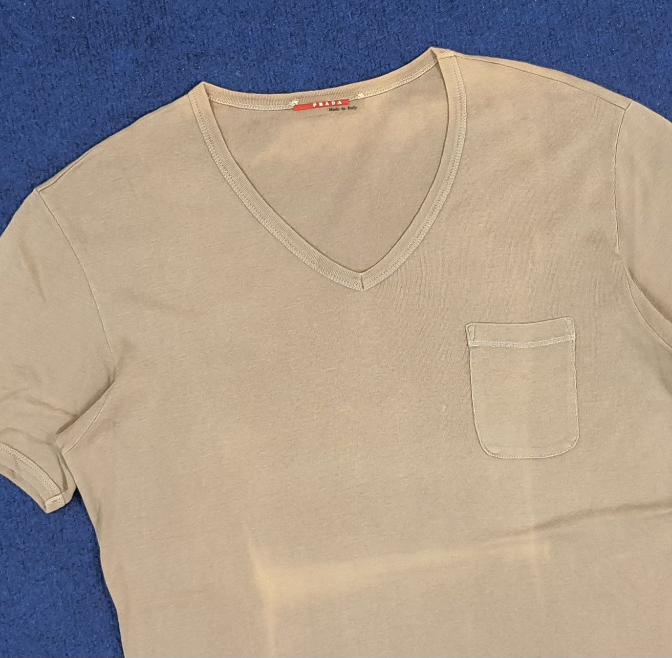 Prada × Vintage Vintage Prada Plain V Neck Desginer Tshirt Size S / US 4 / IT 40 - 2 Thumbnail